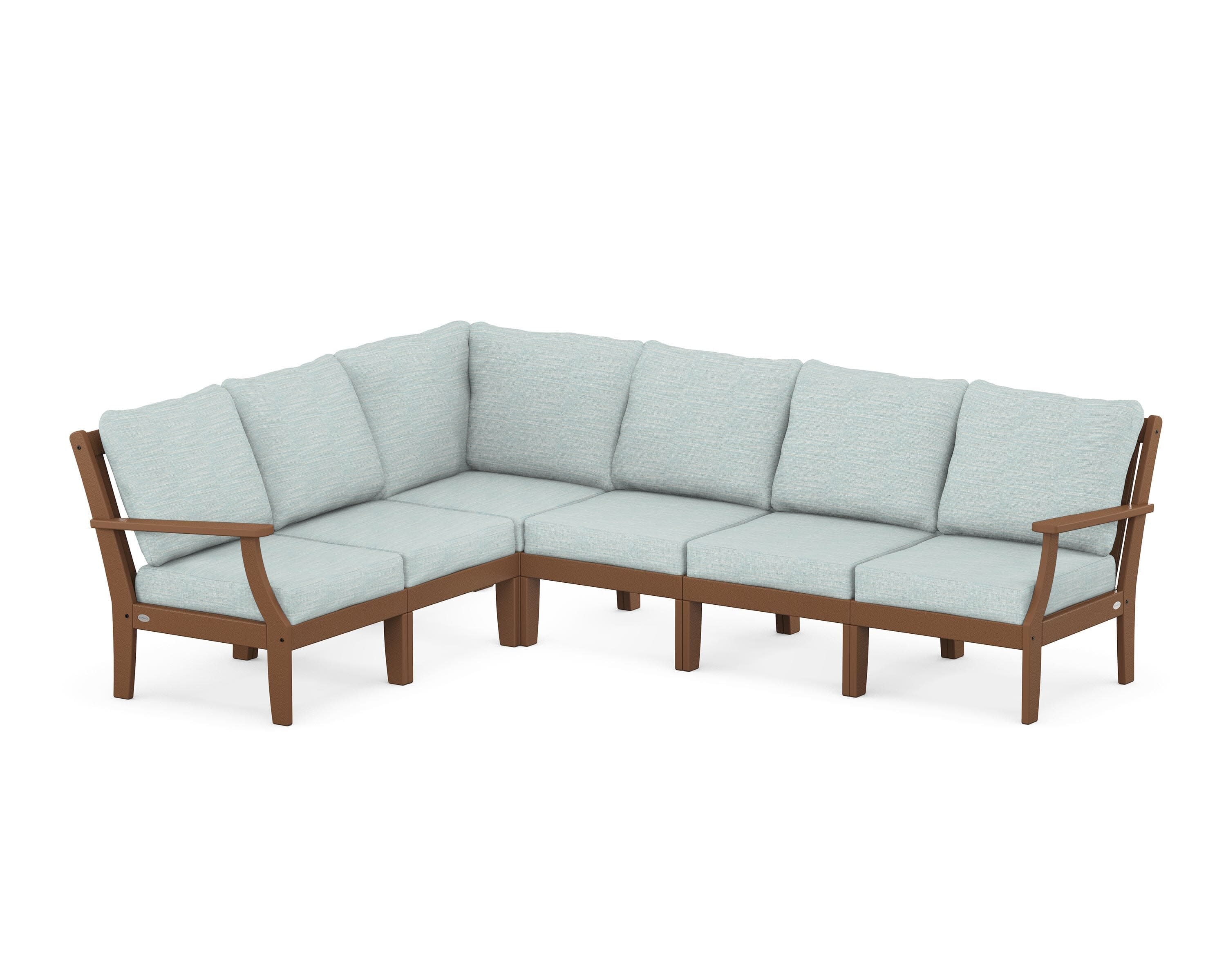 Braxton Modular 6-Piece Deep Seating Set in Teak / Soothe Mist
