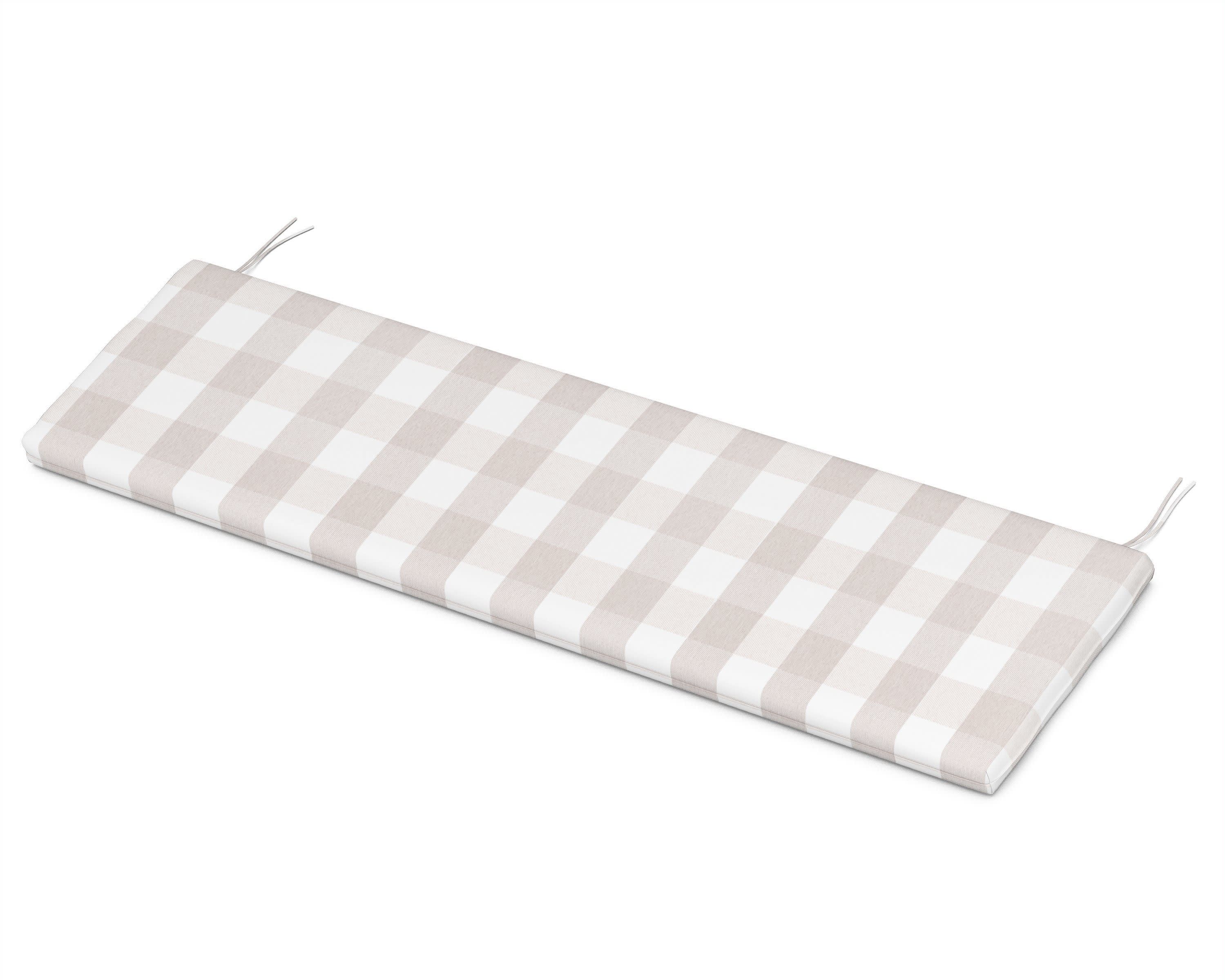 Bench Seat Cushion - 17.25"D x 56.5"W x 2.5"H in Buffalo Plaid Dune Burlap