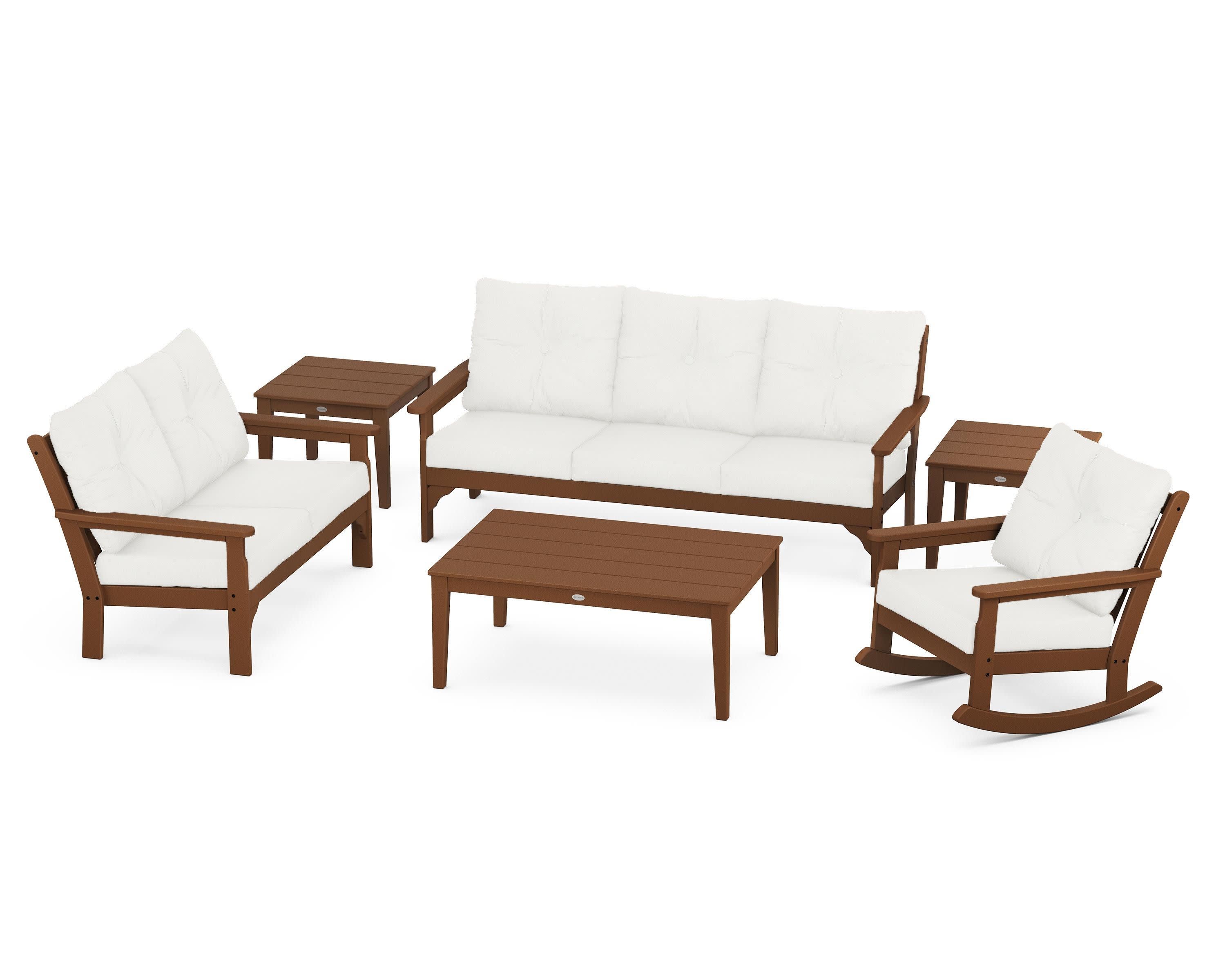 Vineyard 6-Piece Deep Seating Set in Teak / Natural Linen