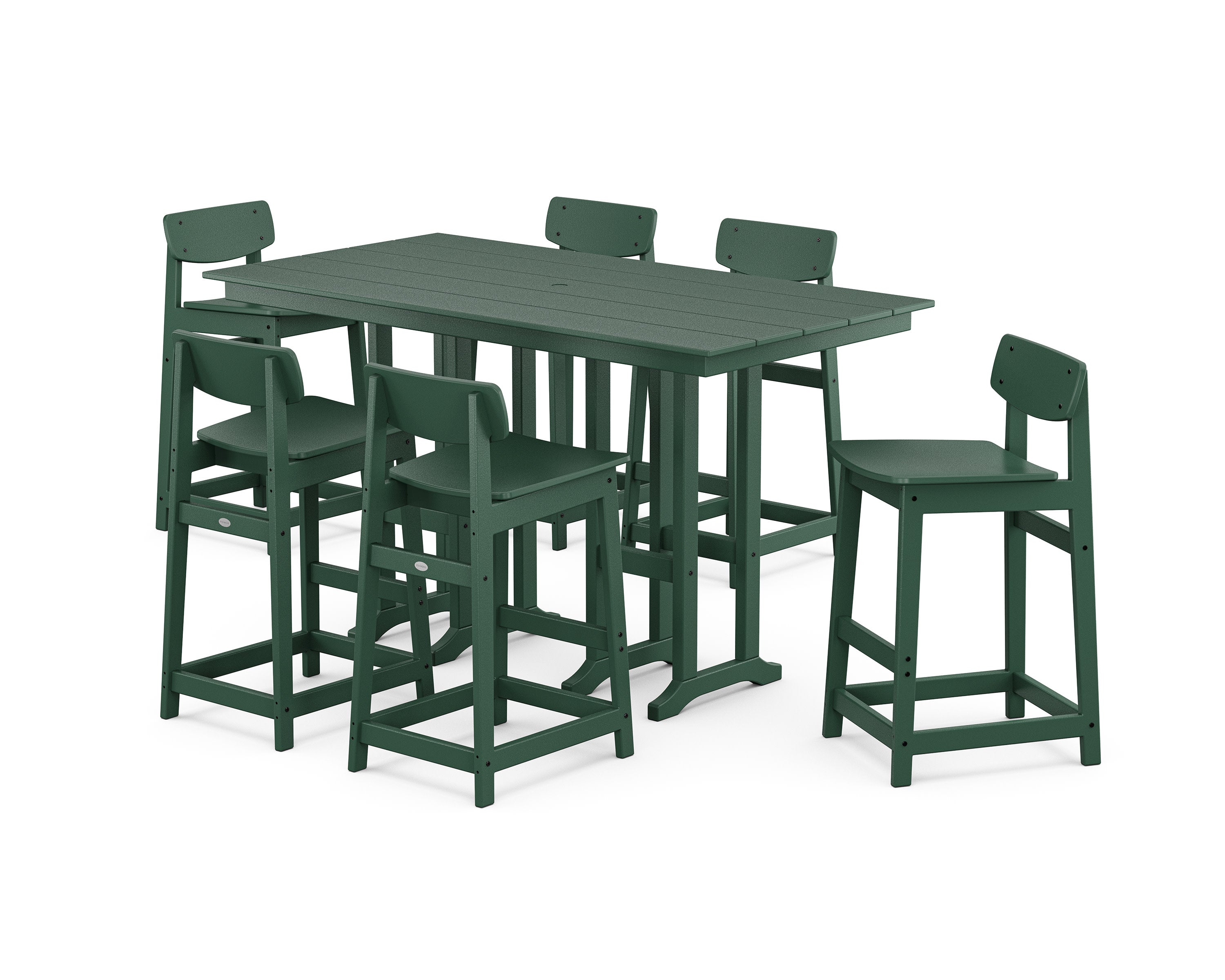 Modern Studio Urban Lowback Bar Chair 7-Piece Set in Green