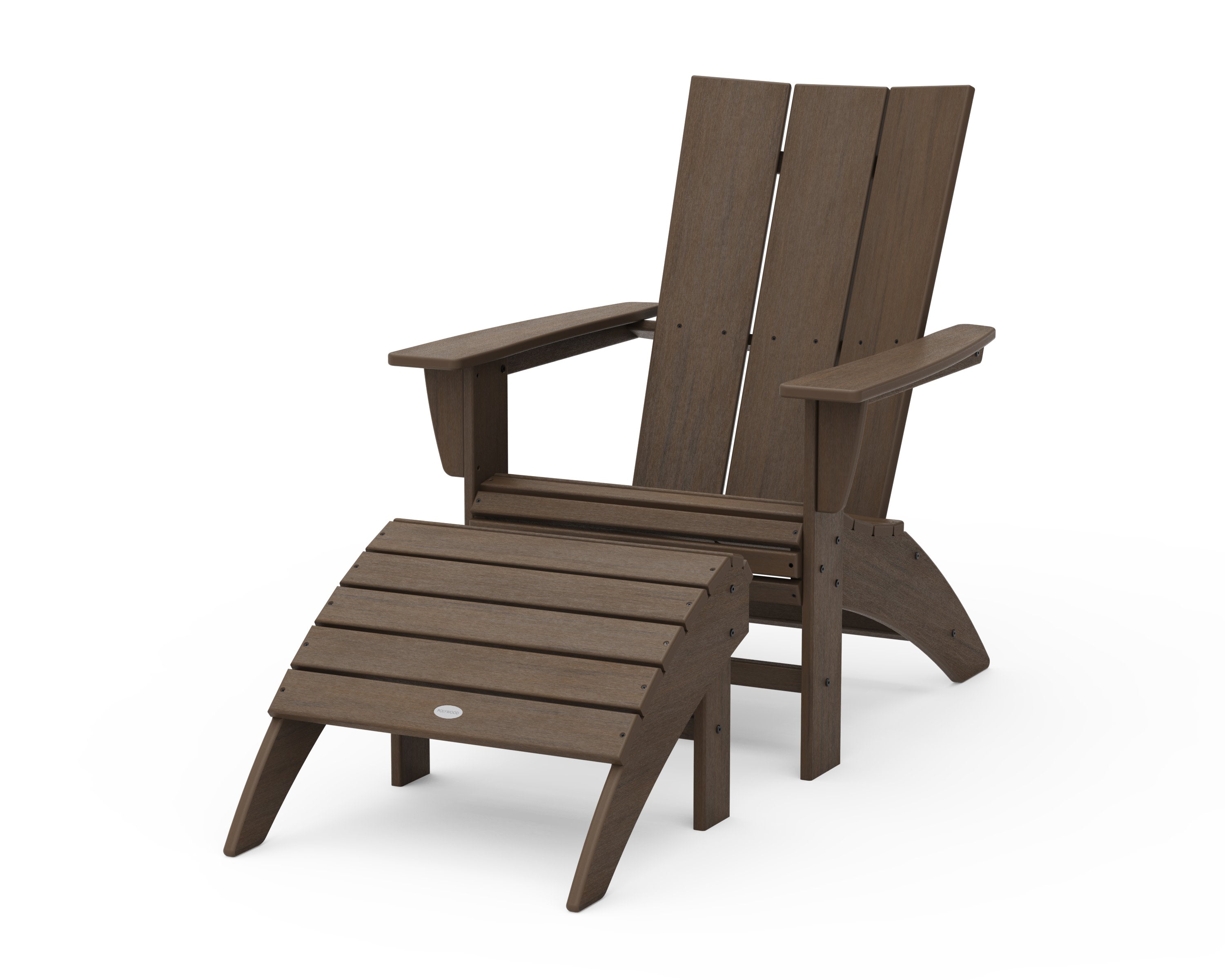 Modern Curveback Adirondack Chair 2-Piece Set with Ottoman in Kona