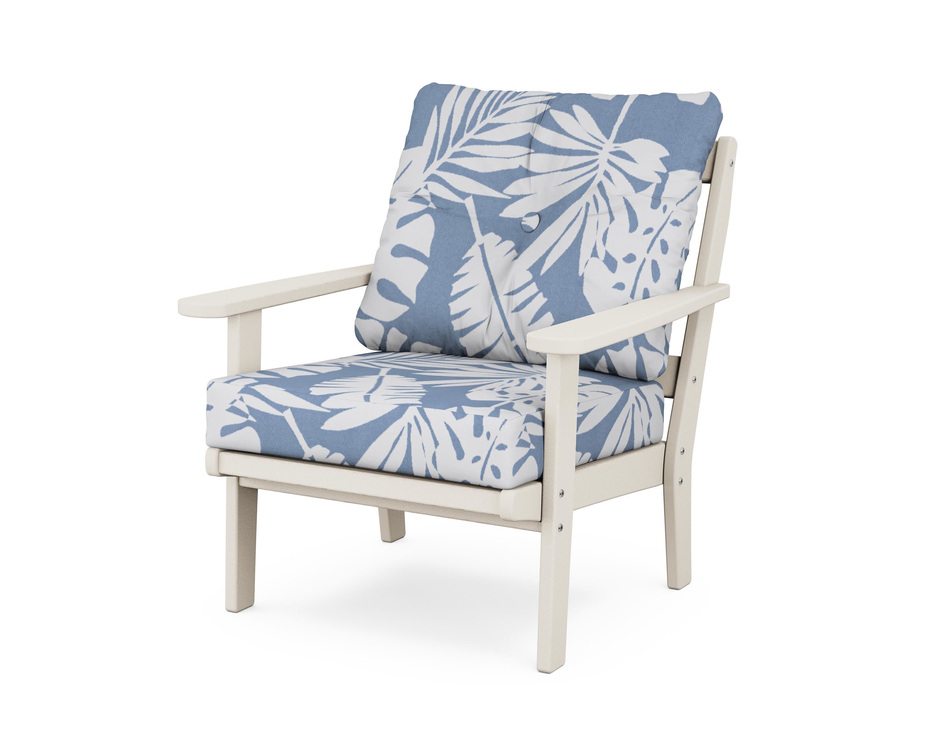 Mission Deep Seating Chair in Sand / Leaf Sky Blue