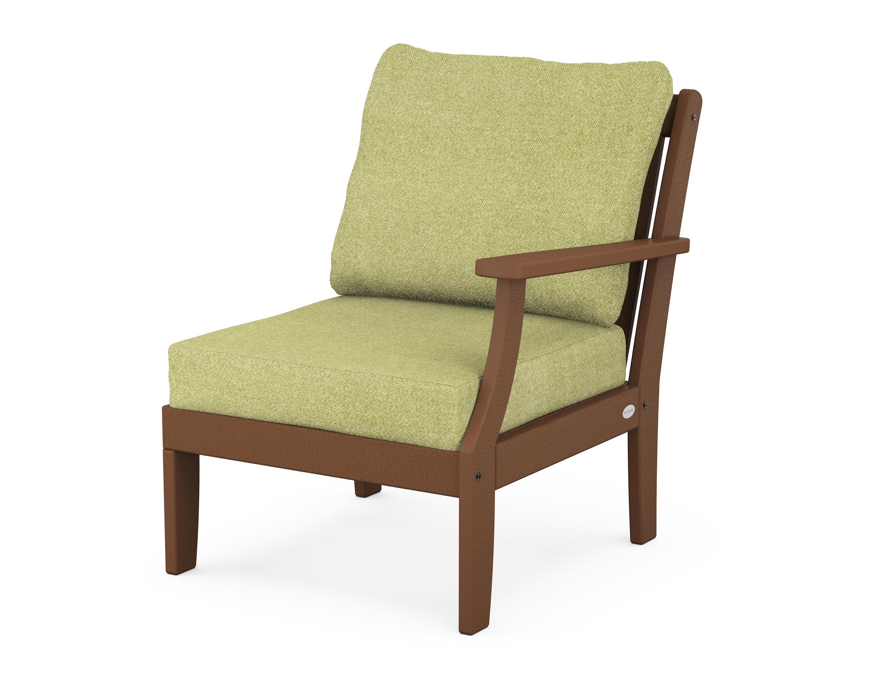 Braxton Modular Right Arm Chair in Teak / Chartreuse Boucle