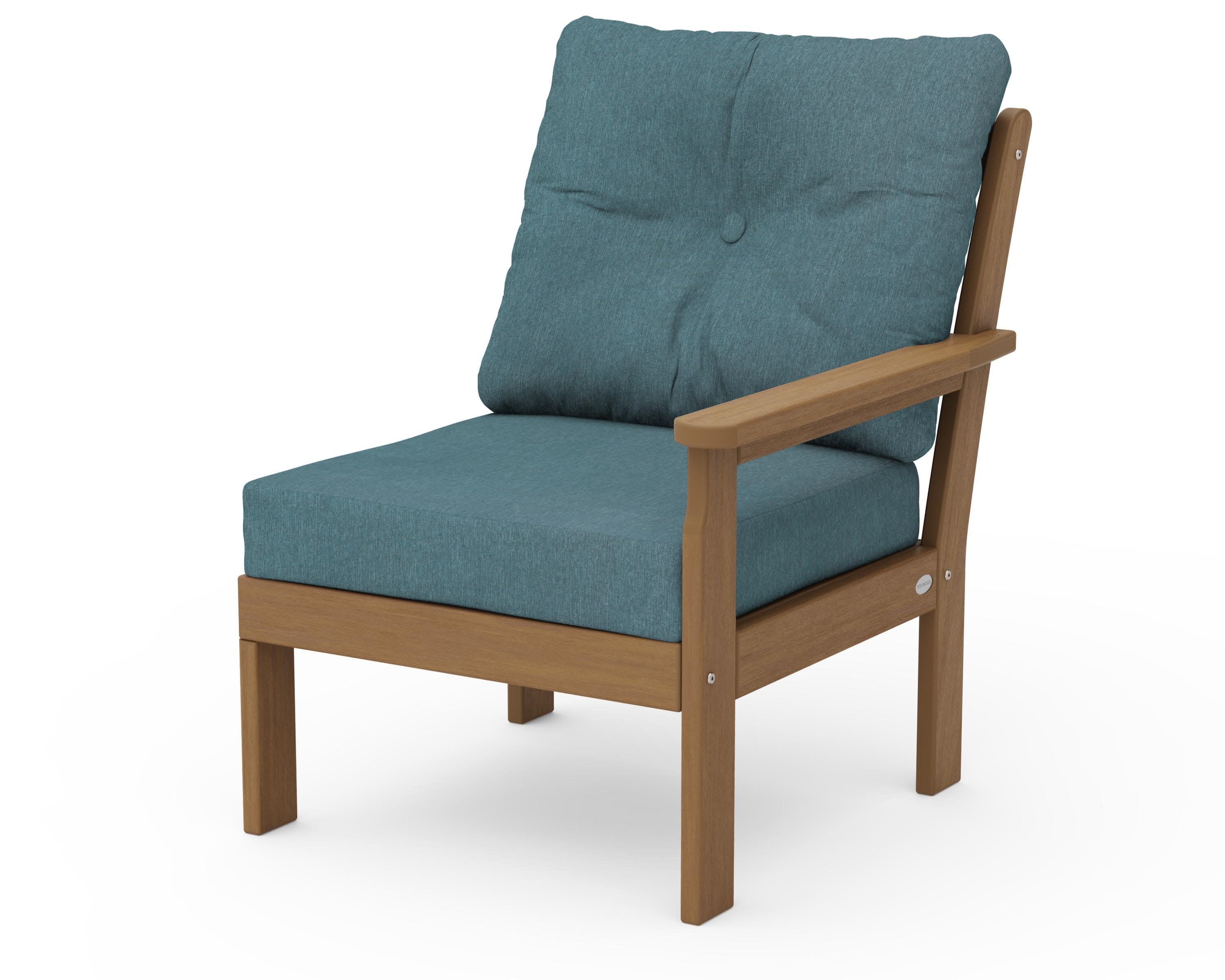 Vineyard Modular Right Arm Chair in Natural / Ocean Teal