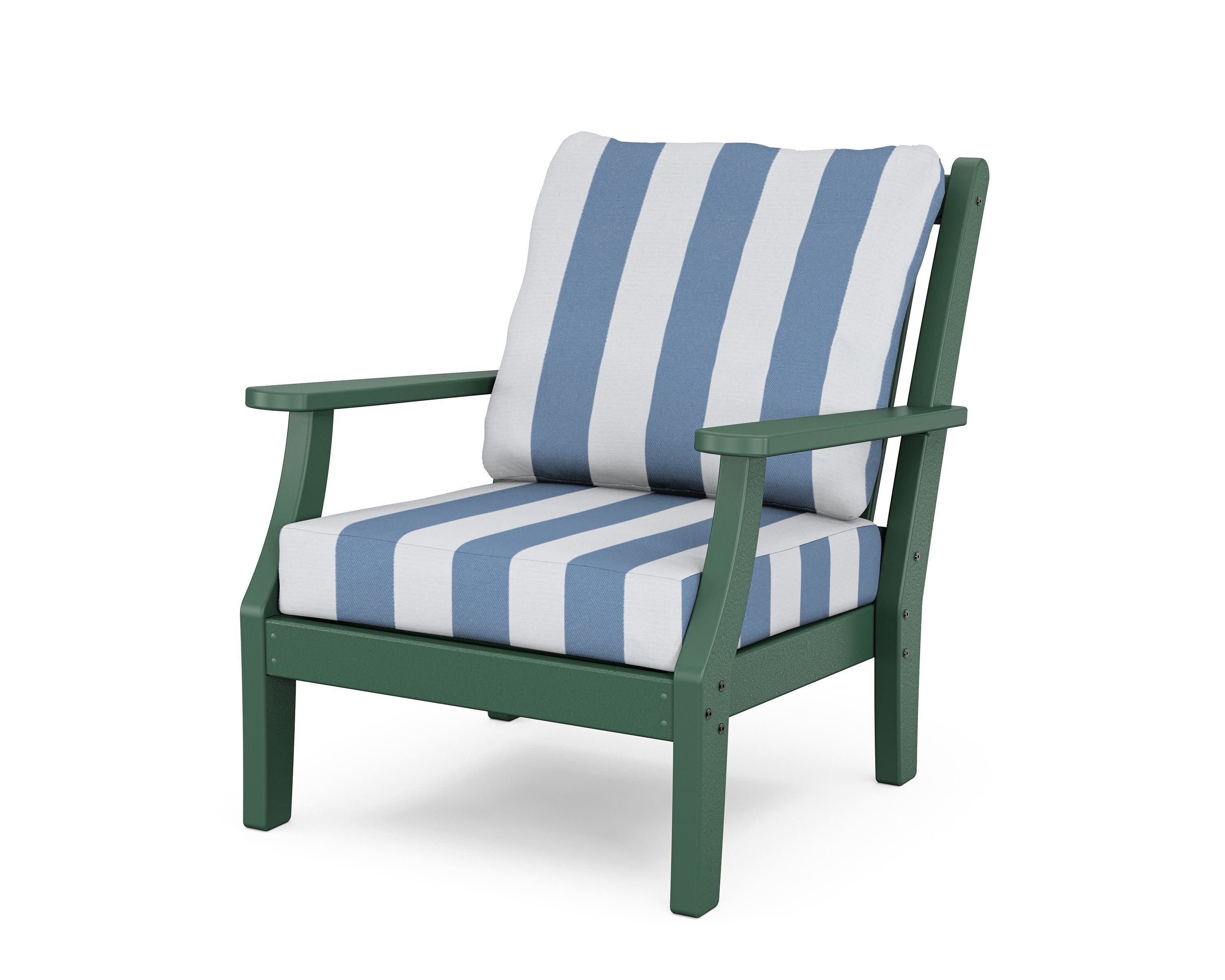 Wovendale Deep Seating Chair in Green / Cabana Stripe Sky Blue