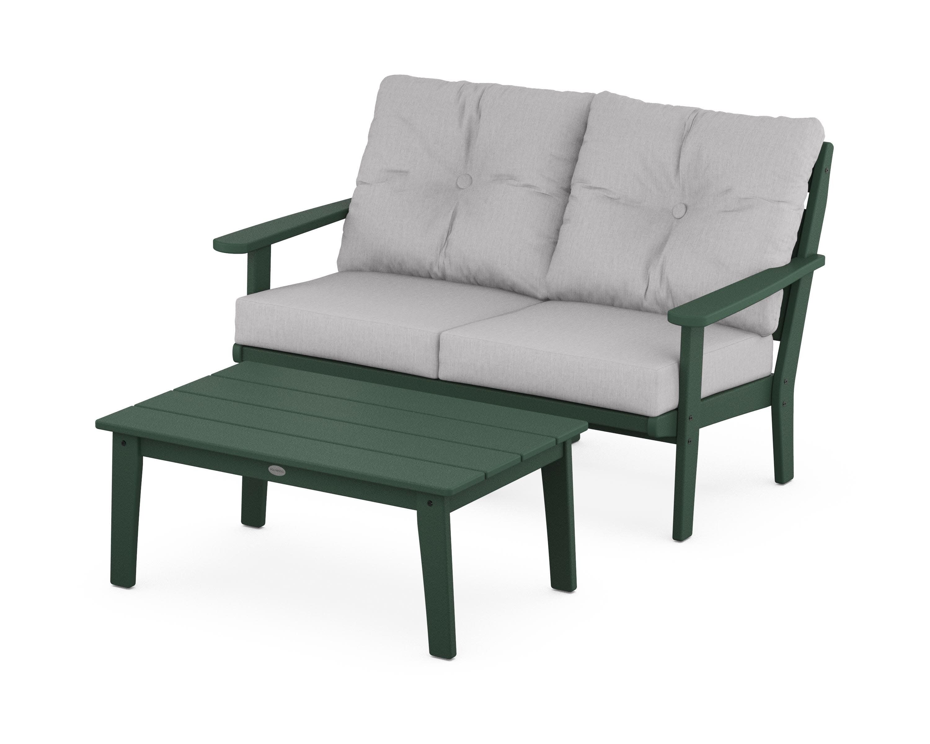 Lakeside 2-Piece Lounge Loveseat Set in Green / Granite