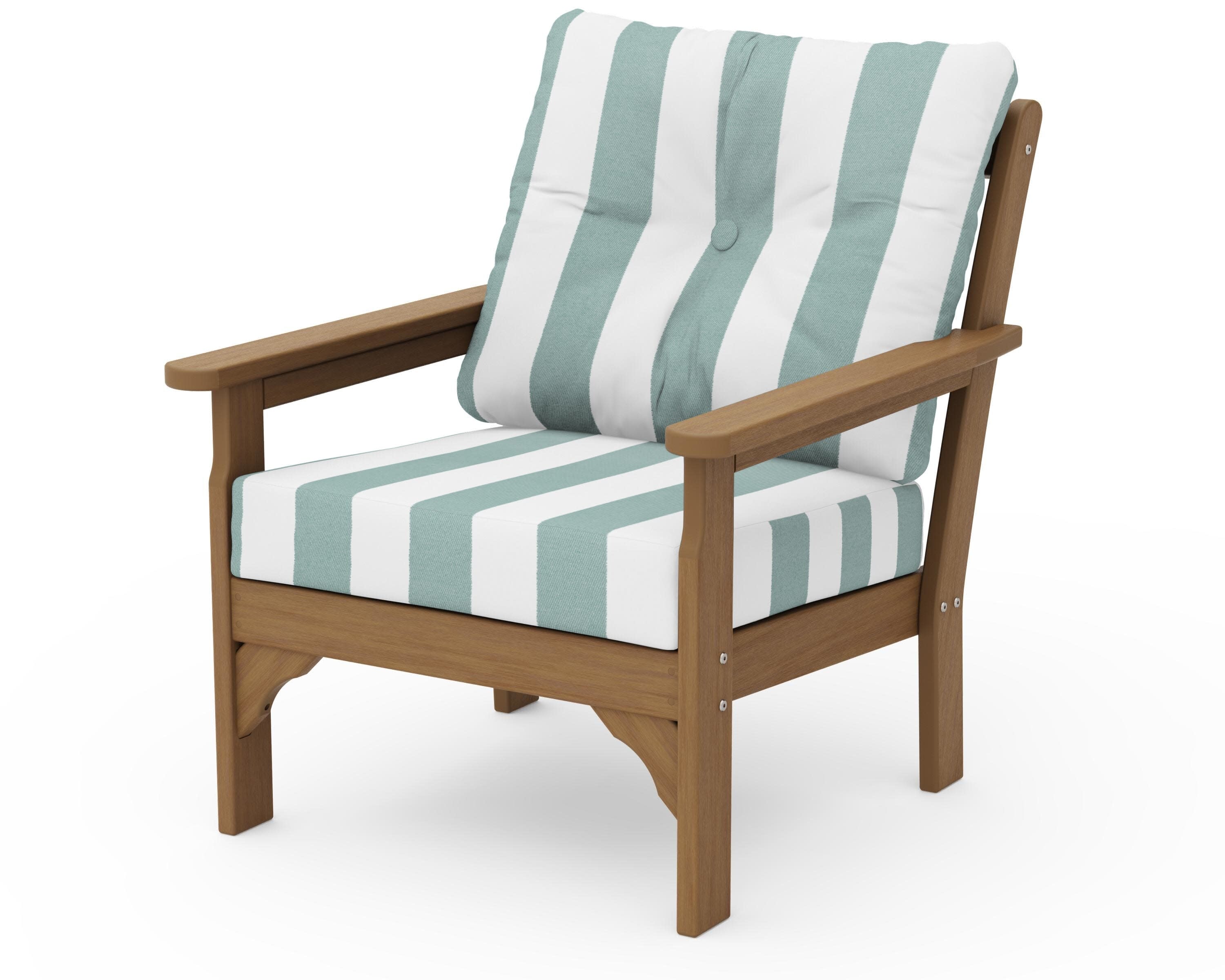 Vineyard Deep Seating Chair in Natural / Cabana Stripe Glacier Spa
