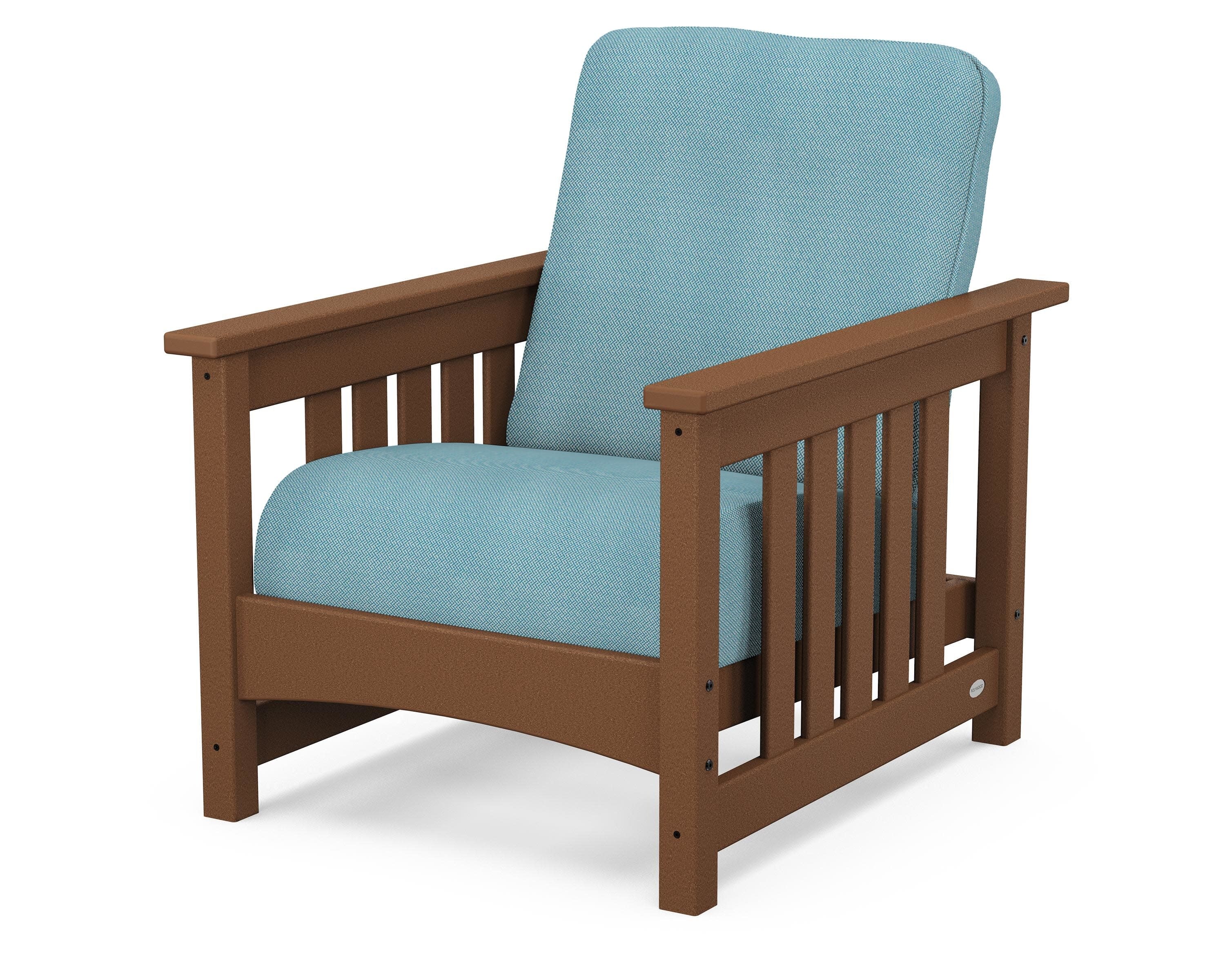 Club Mission Chair in Teak / Lattice Sky Blue