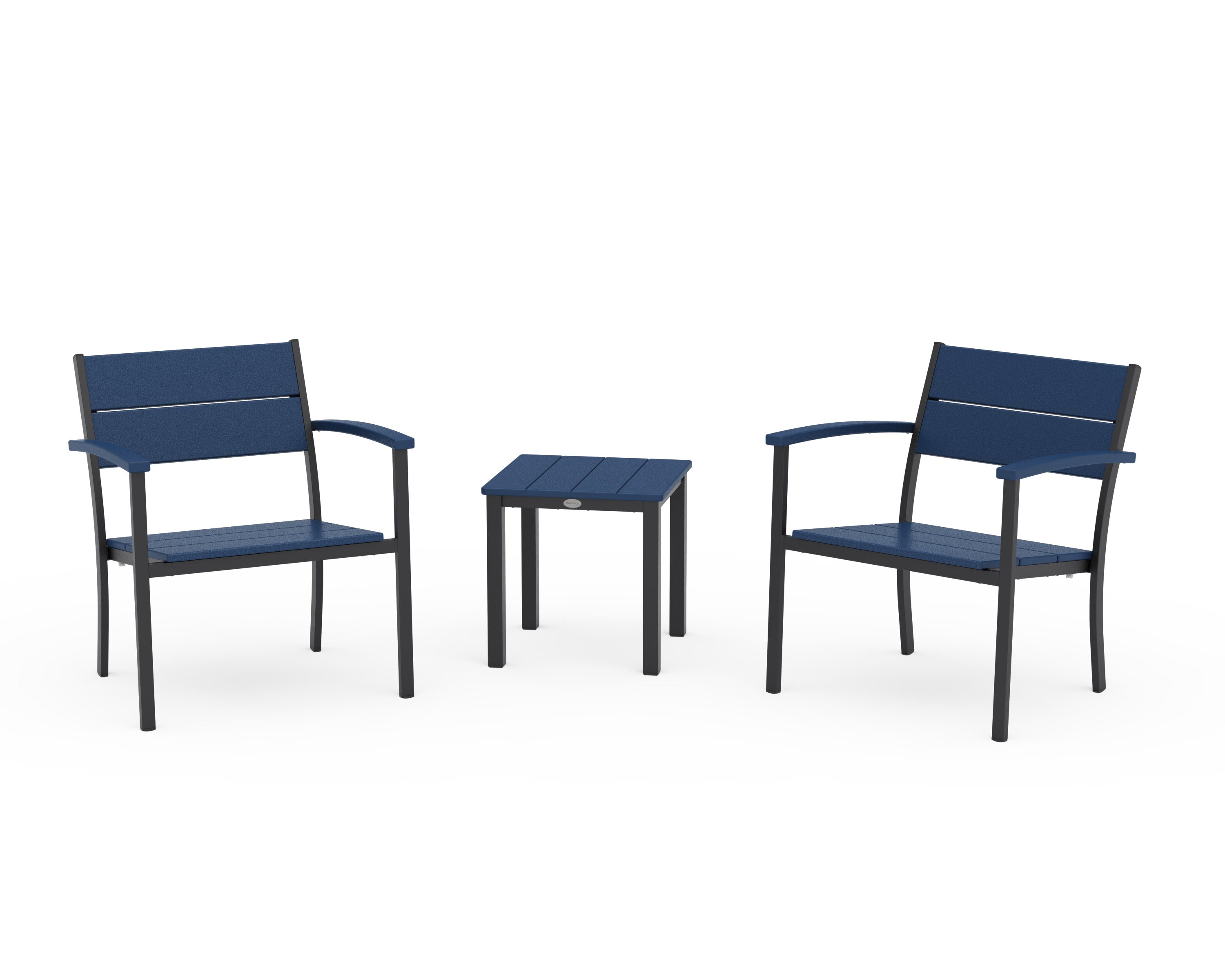 Main Street 3-Piece Lounge Chair Set in Black / Navy