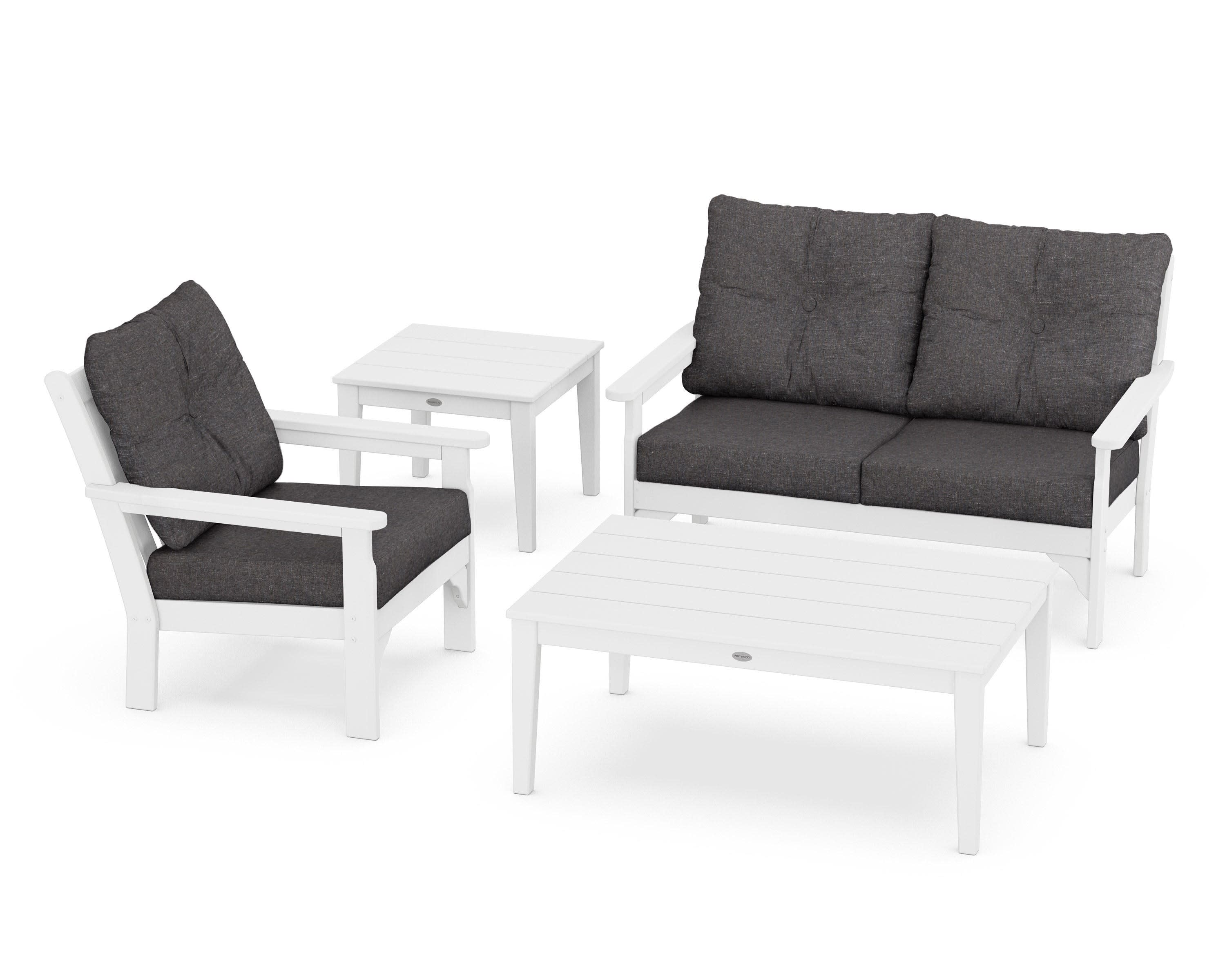 Vineyard 4-Piece Deep Seating Set in White / Ash Charcoal