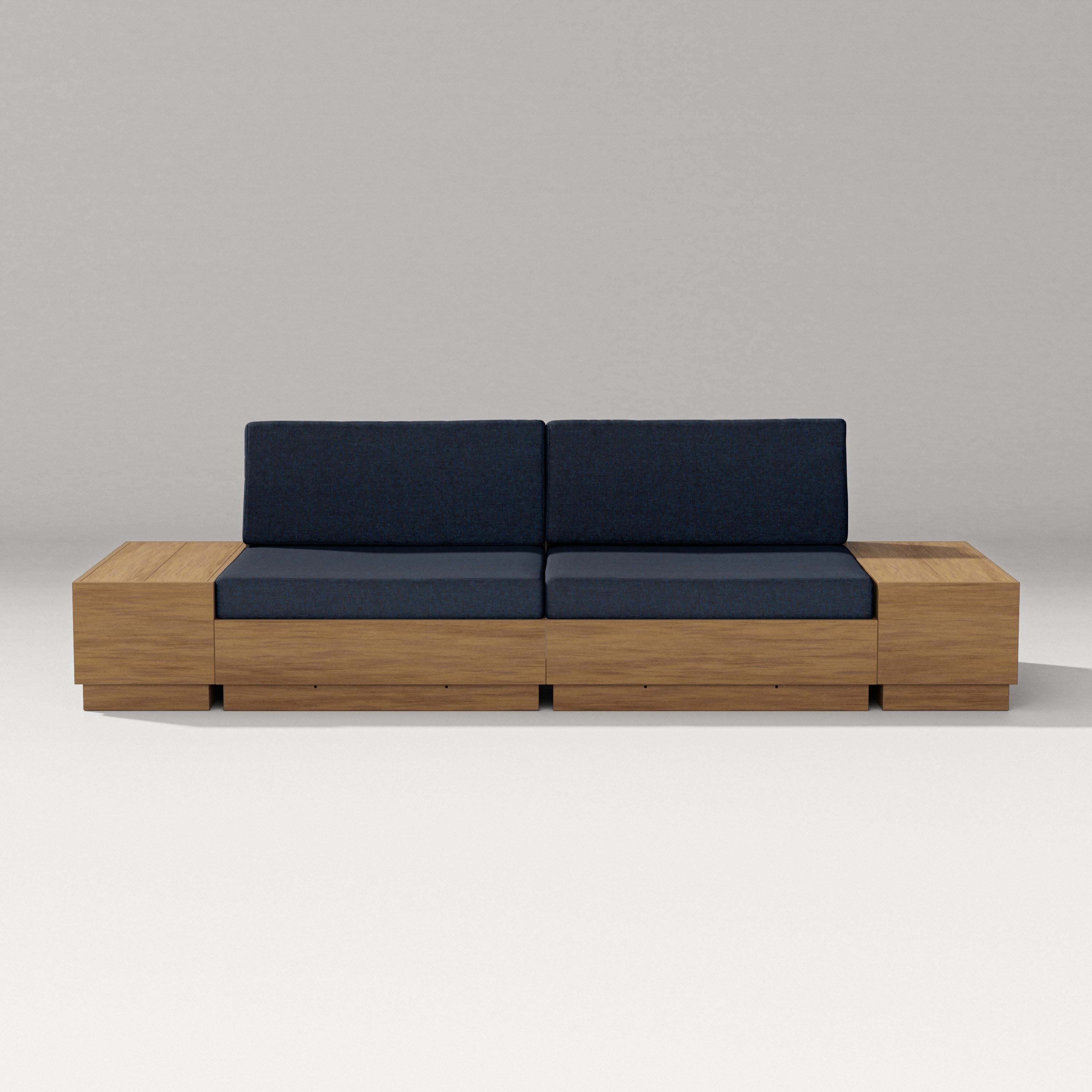 Elevate 4-Piece Loveseat Sectional in Natural / Marine Indigo
