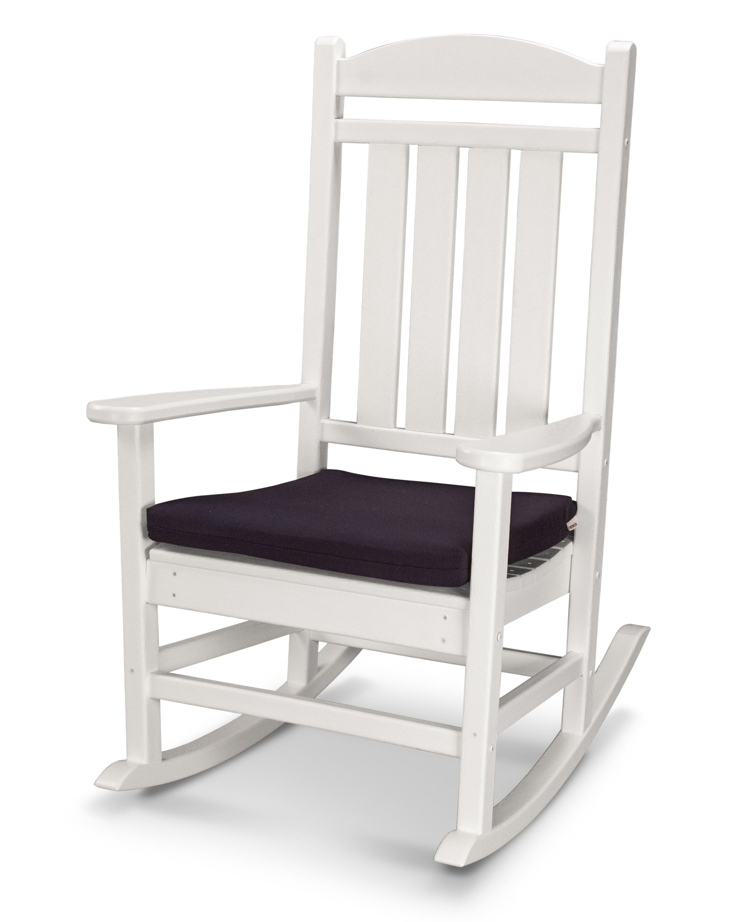 Presidential Rocker with Seat Cushion in White / Navy