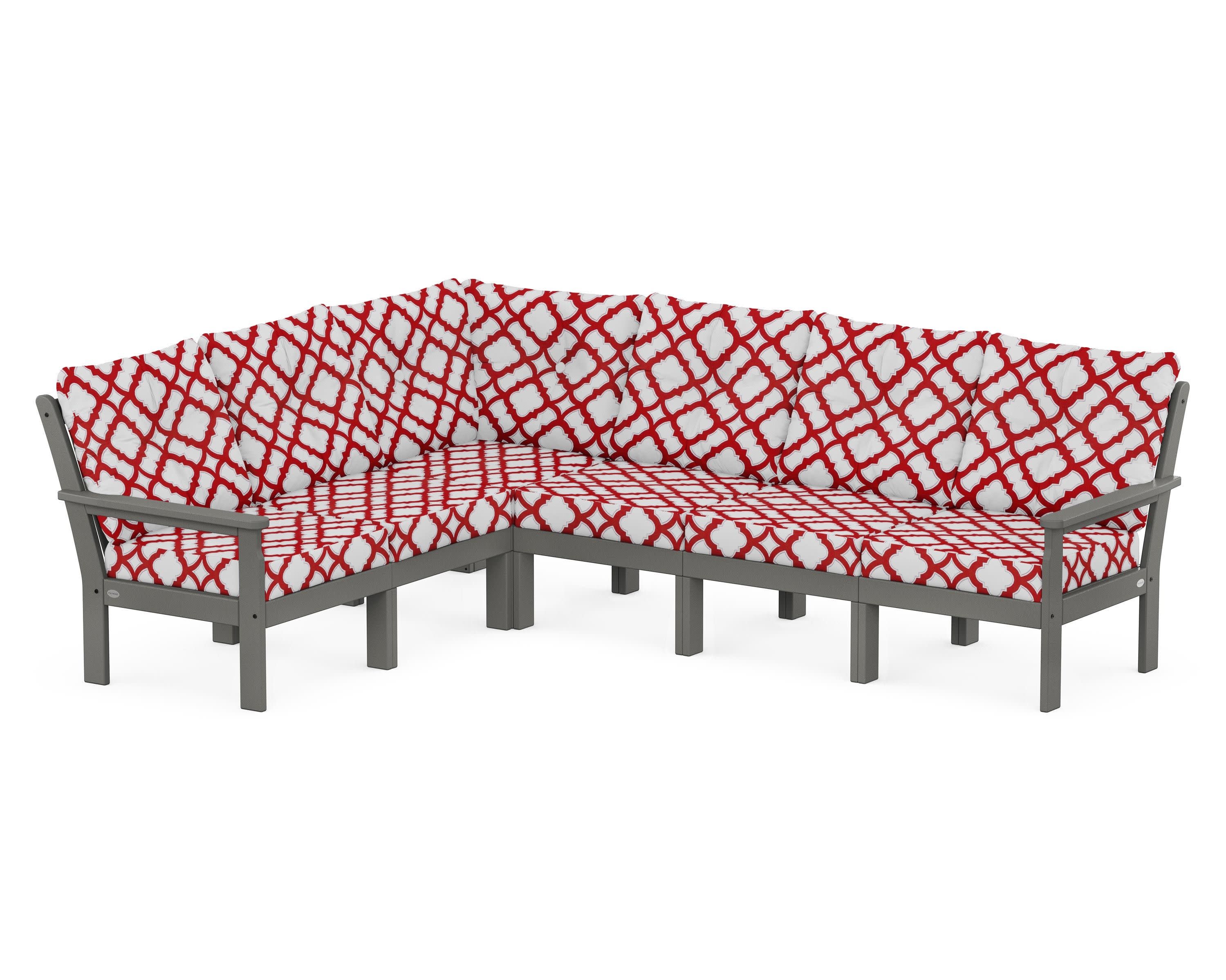 Vineyard 6-Piece Sectional in Slate Grey / Trellis Crimson