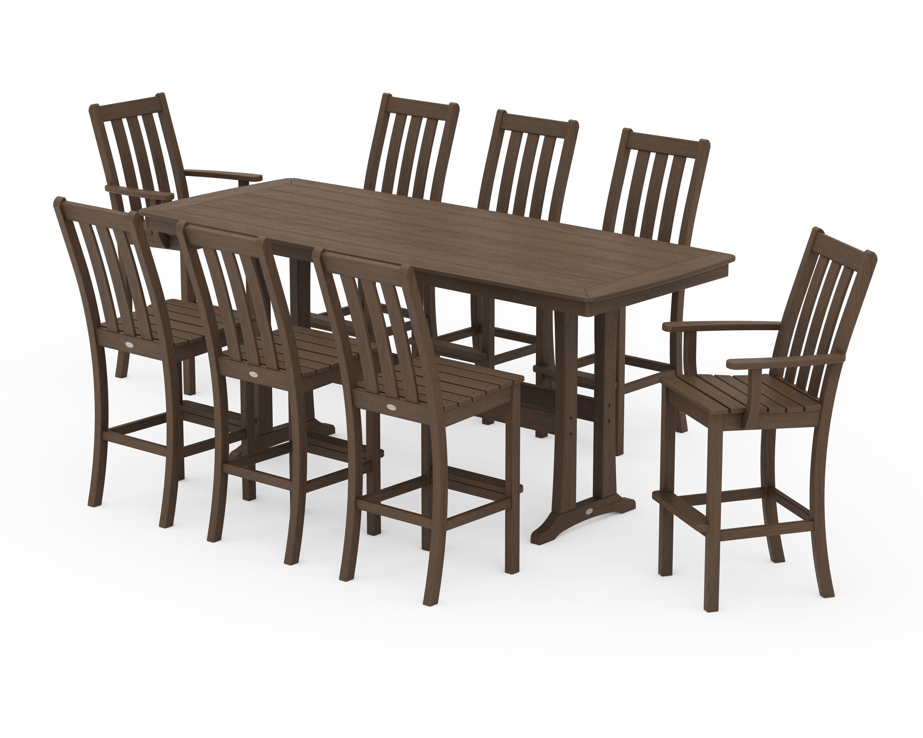 Vineyard 9-Piece Bar Set with Trestle Legs in Kona