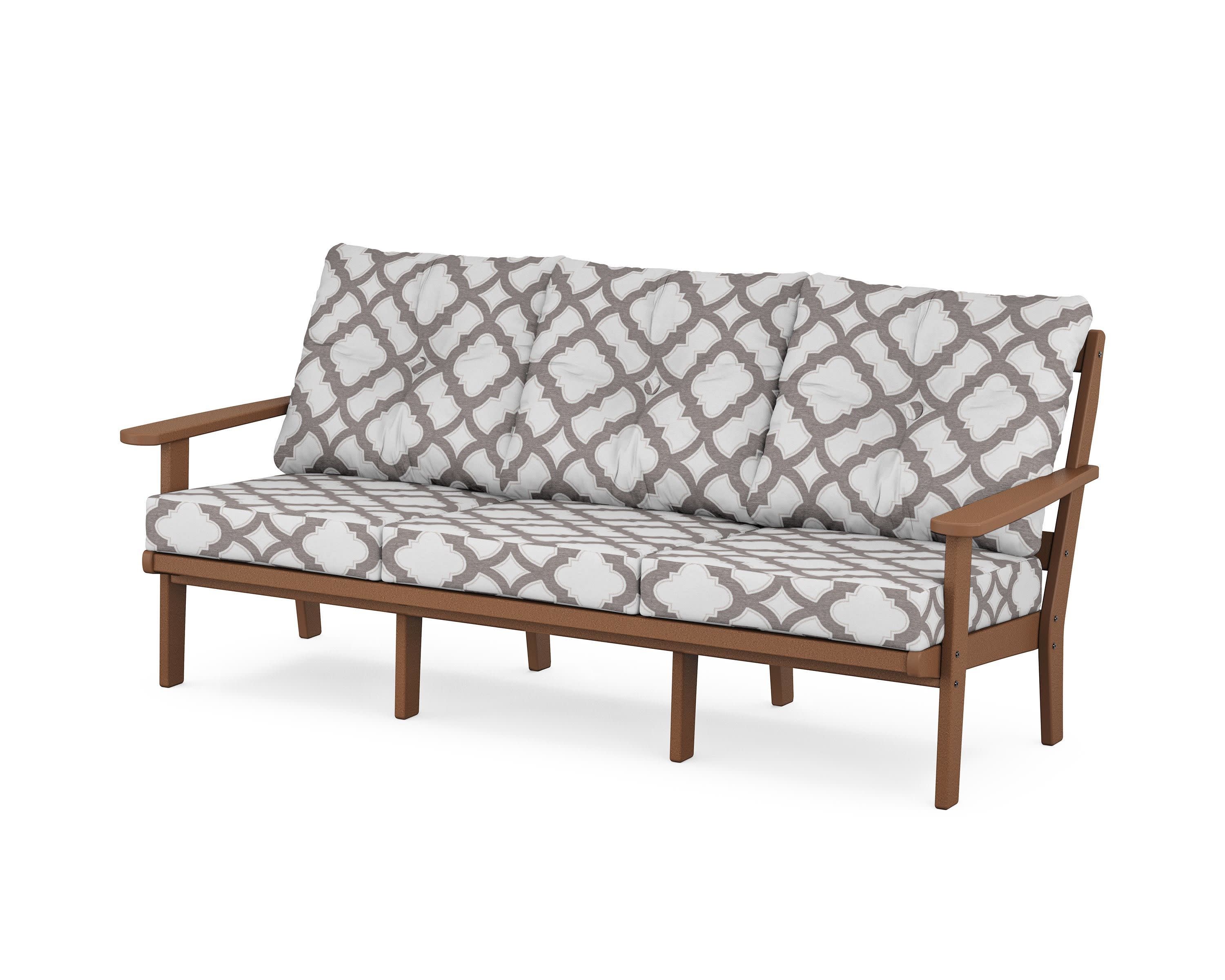 Mission Deep Seating Sofa in Teak / Trellis Grey Mist