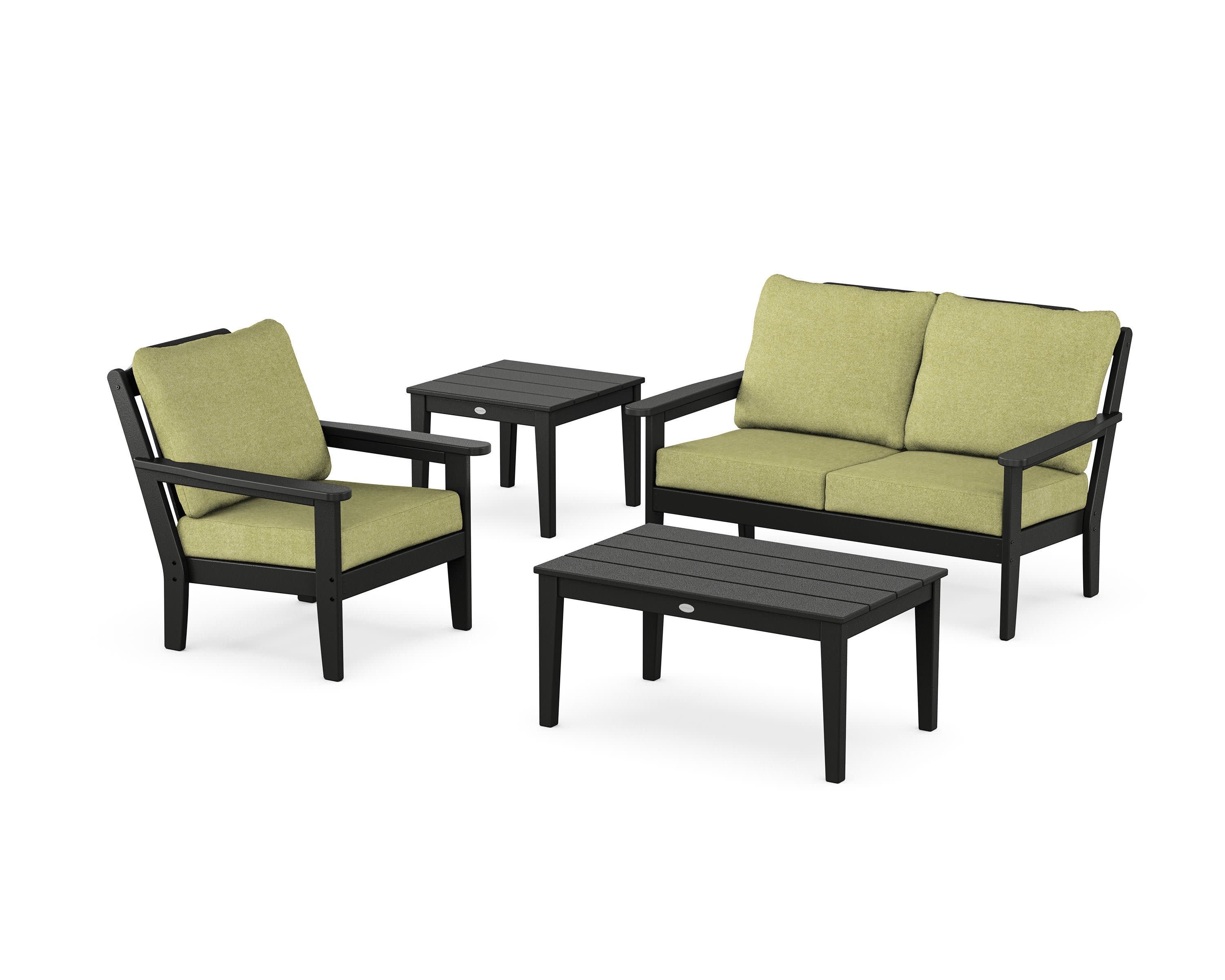 Wovendale 4-Piece Deep Seating Set in Black / Chartreuse Boucle