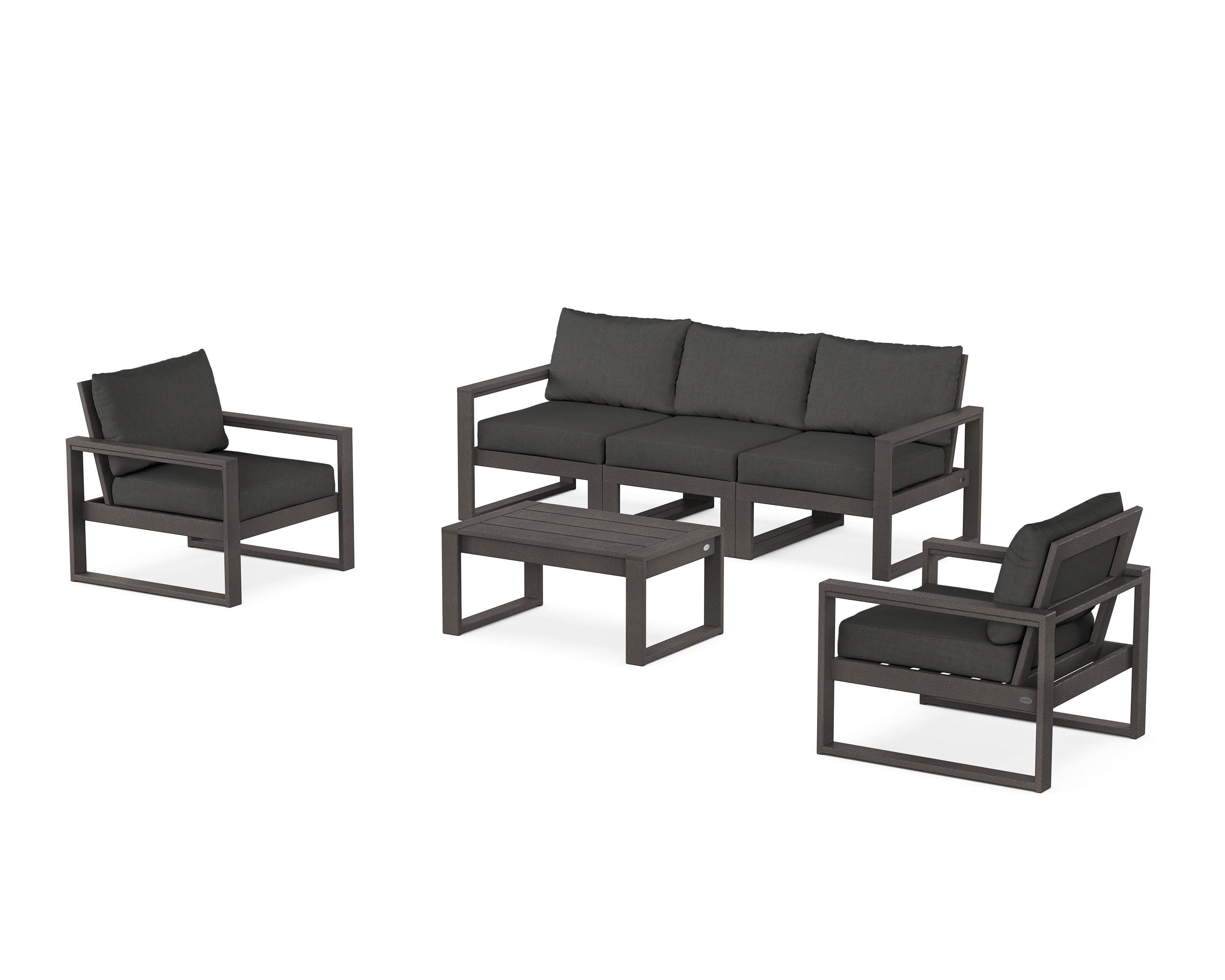 EDGE Sectional 4-Piece Deep Seating Set with Sofa in Vintage Coffee / Spectrum Carbon