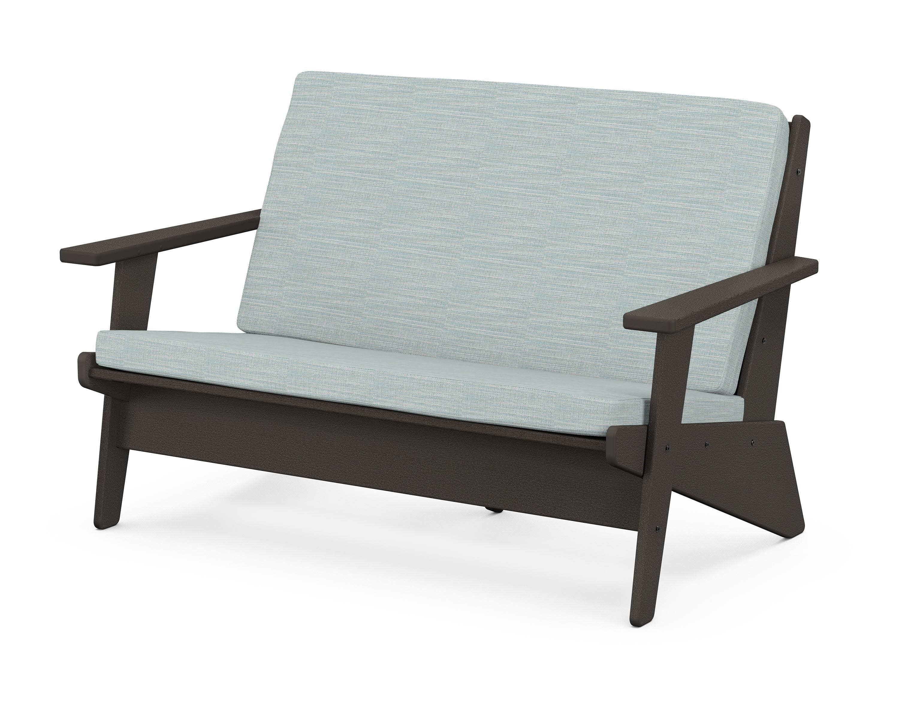 Riviera Modern Lounge Loveseat in Vintage Coffee / Soothe Mist