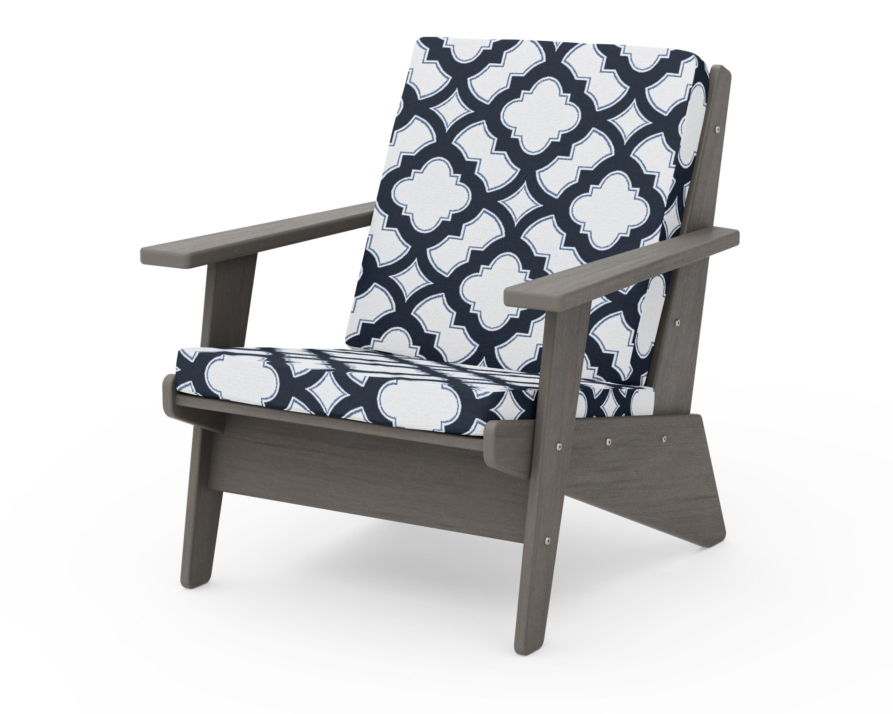Riviera Modern Lounge Chair in Driftwood / Trellis Marine Indigo