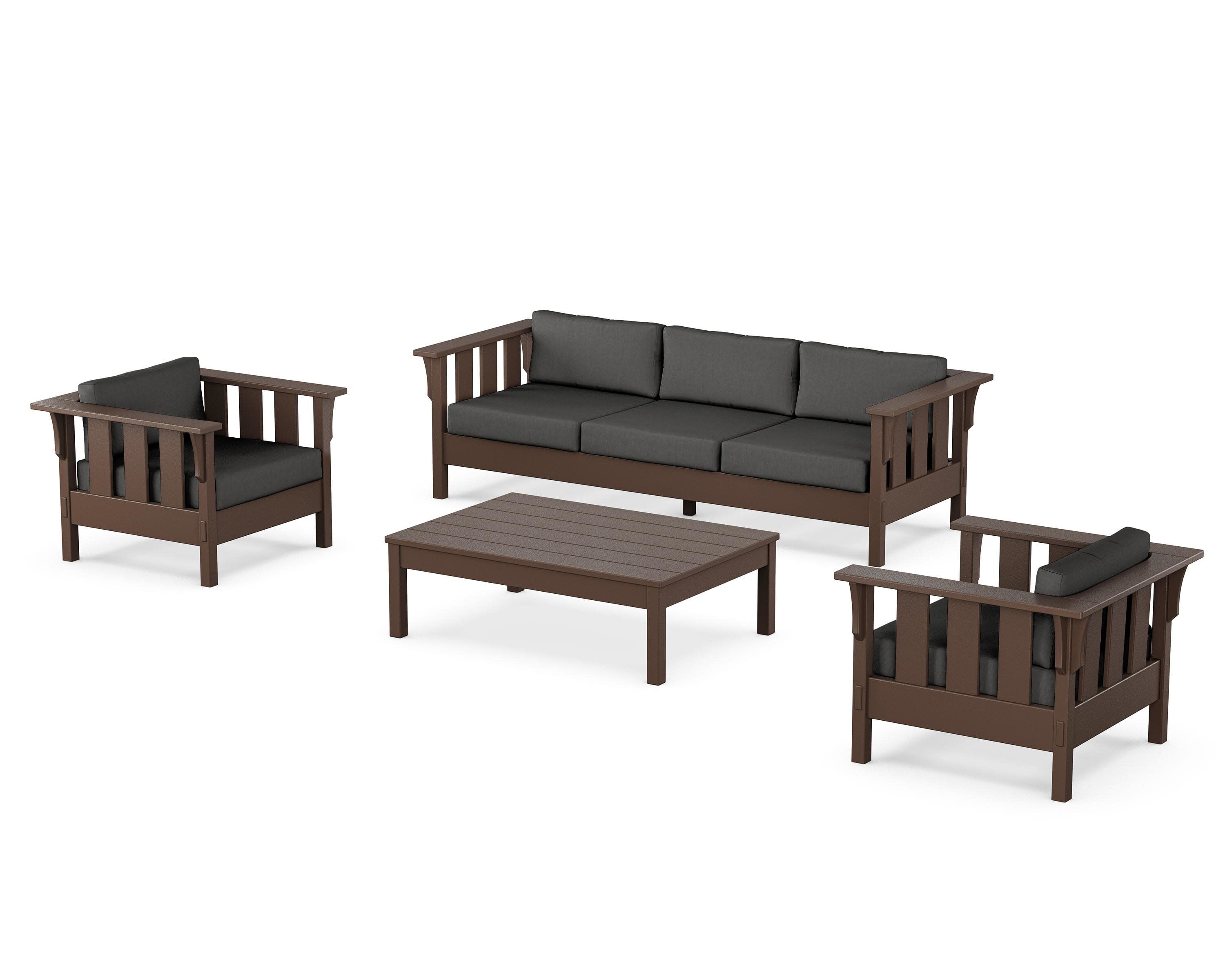 Acadia 4-Piece Deep Seating Set with Sofa in Mahogany / Spectrum Carbon