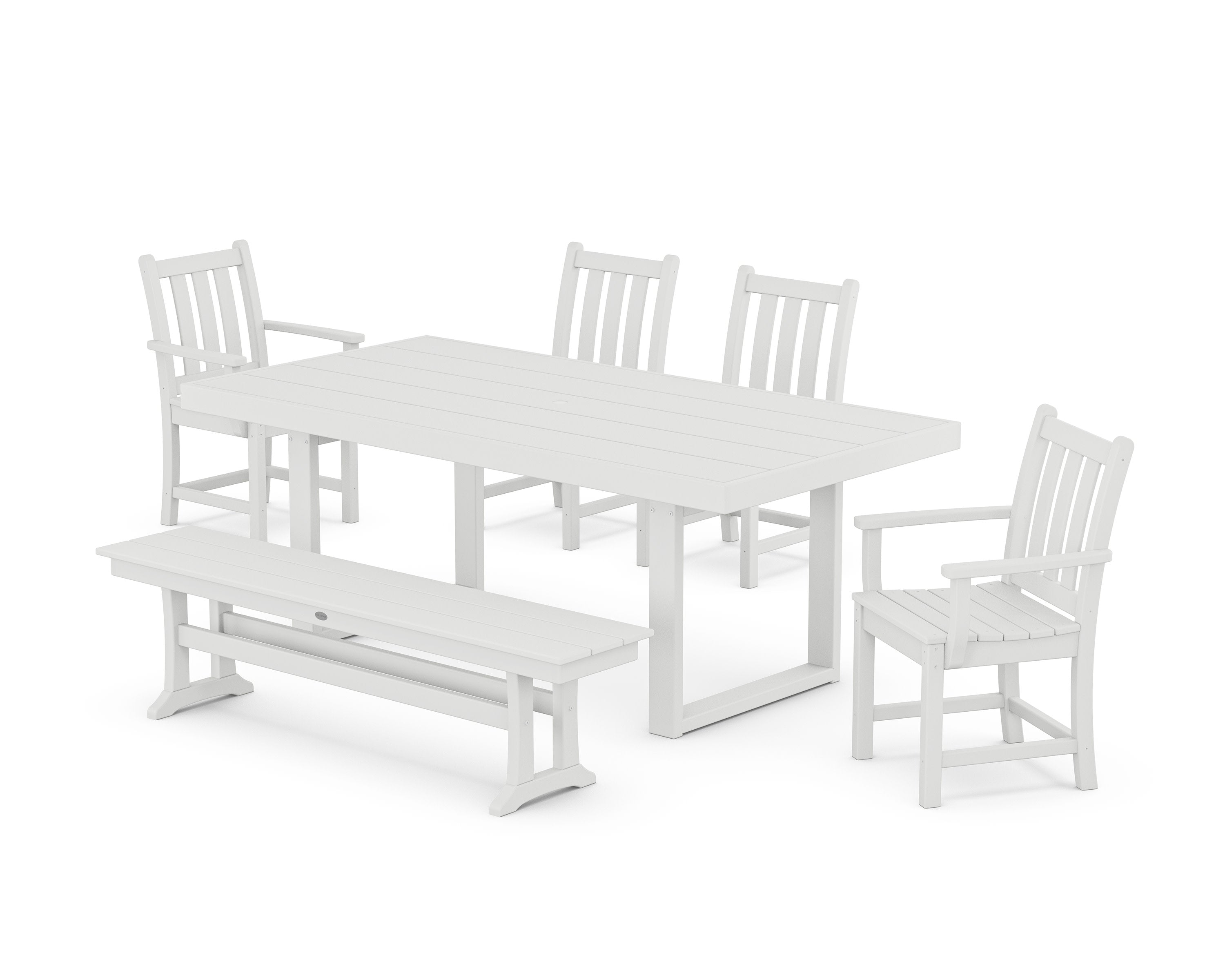 Traditional Garden 6-Piece Dining Set in White