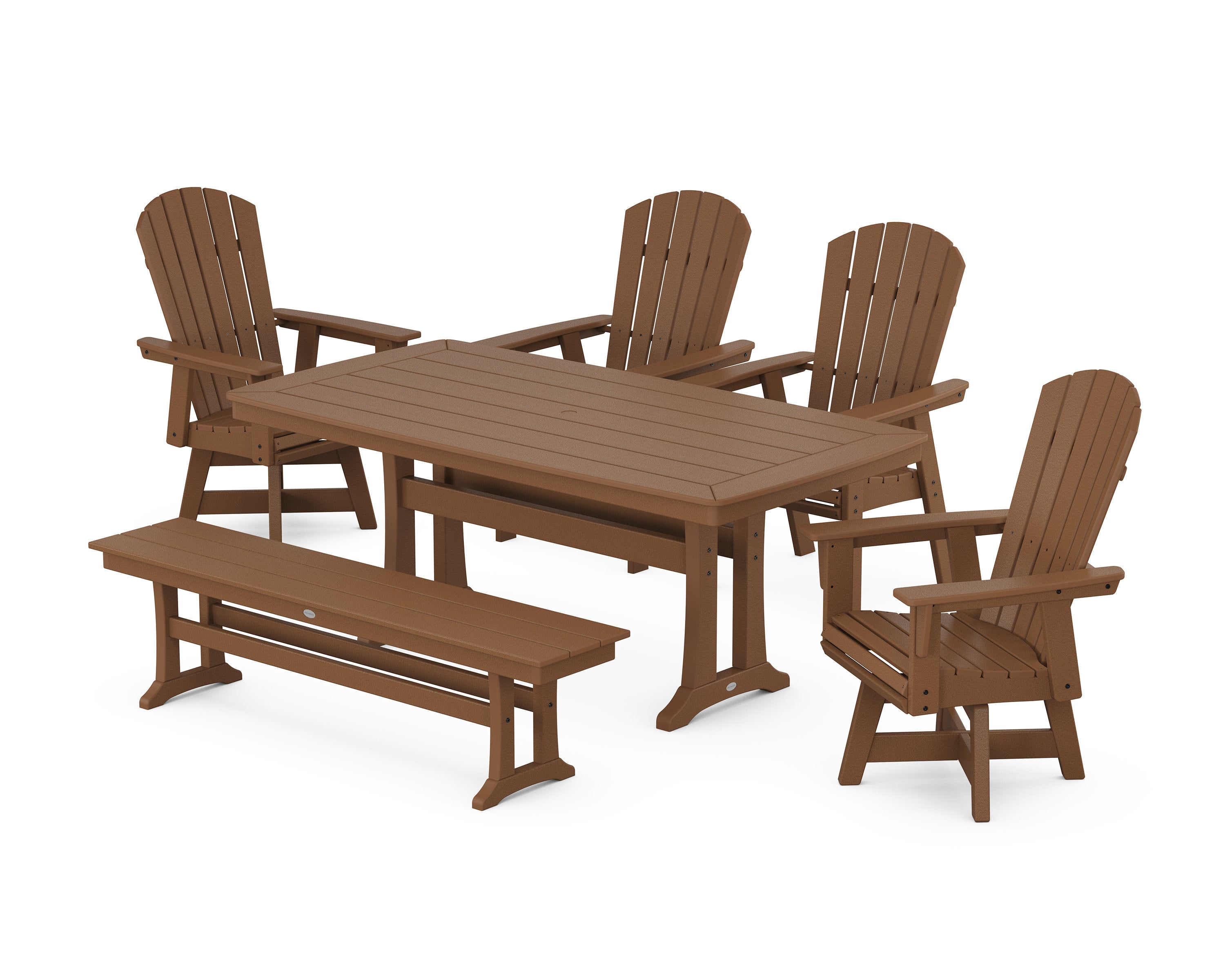 Nautical Adirondack Swivel 6-Piece Dining Set with Trestle Legs in Teak