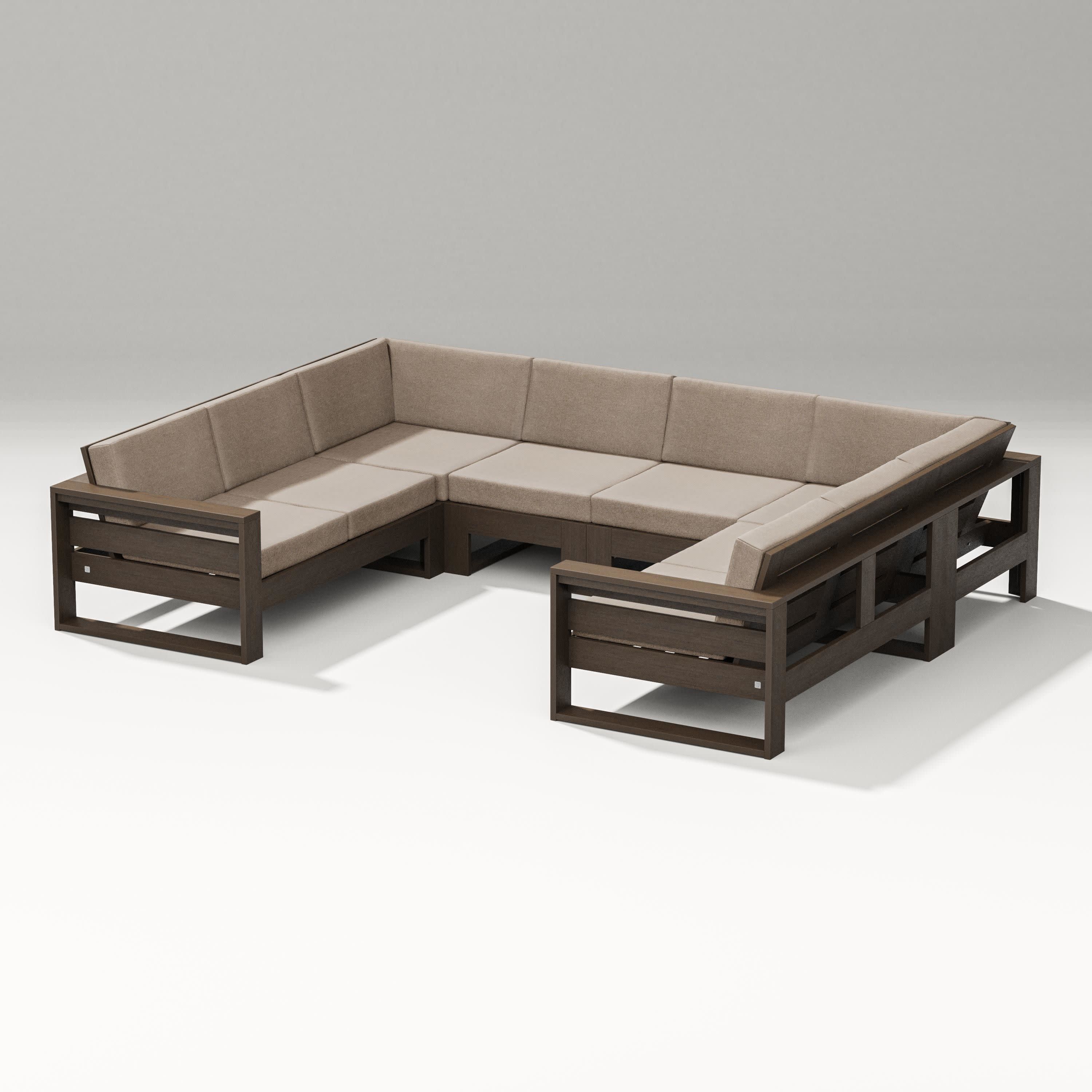 Latitude U-Shaped Sectional in Kona / Spiced Burlap