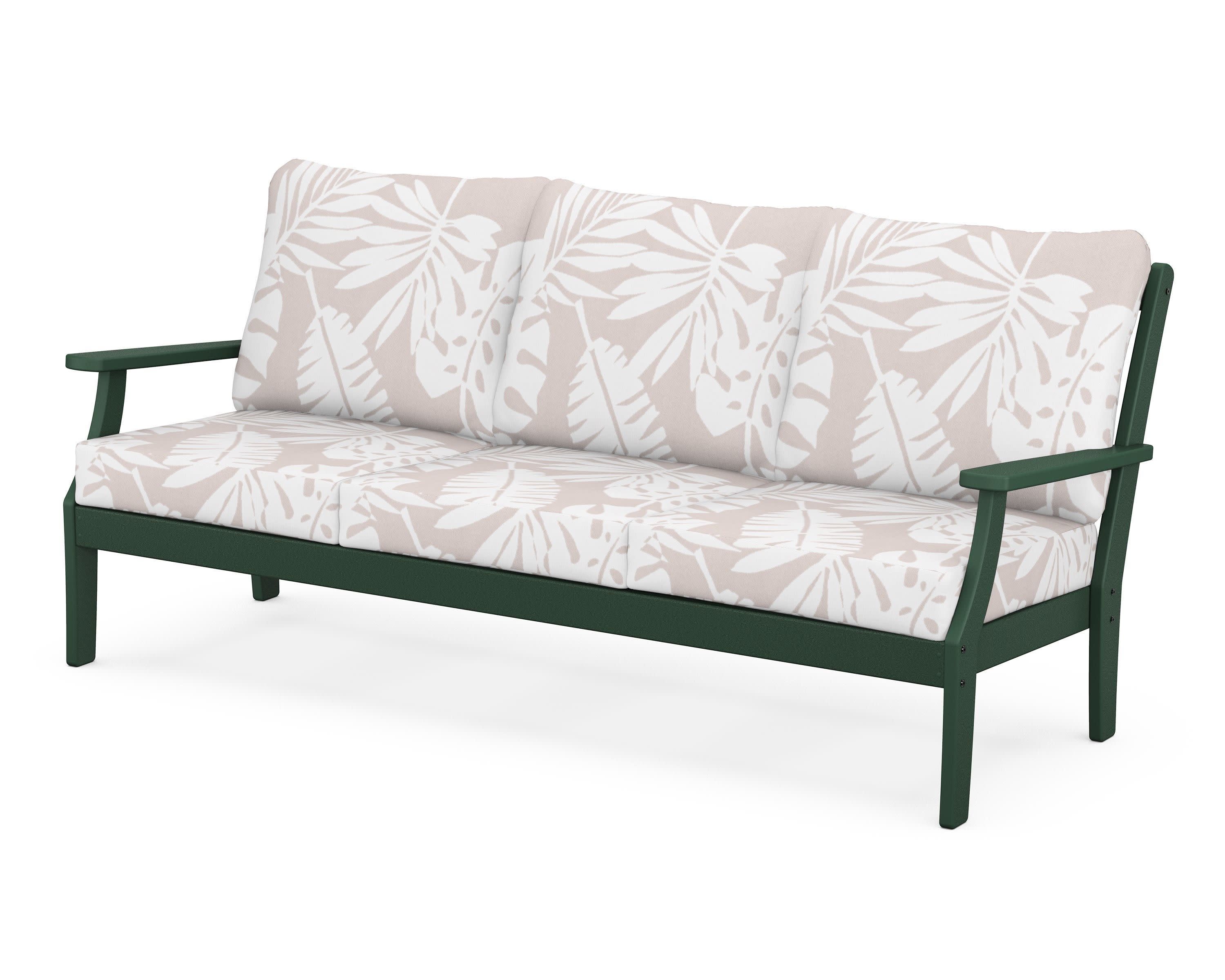 Braxton Deep Seating Sofa in Green / Leaf Dune Burlap