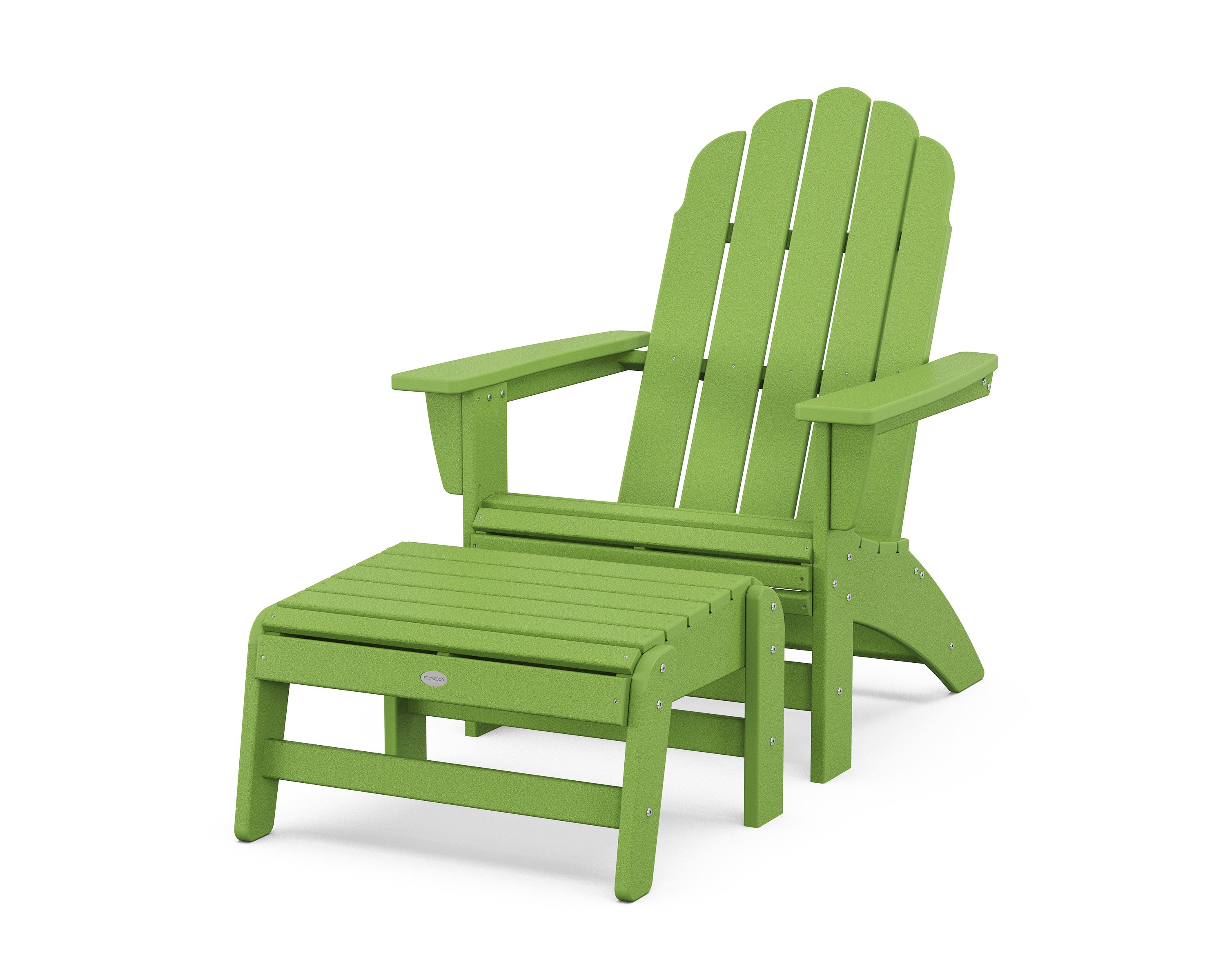 Vineyard Grand Adirondack Chair with Ottoman in Lime
