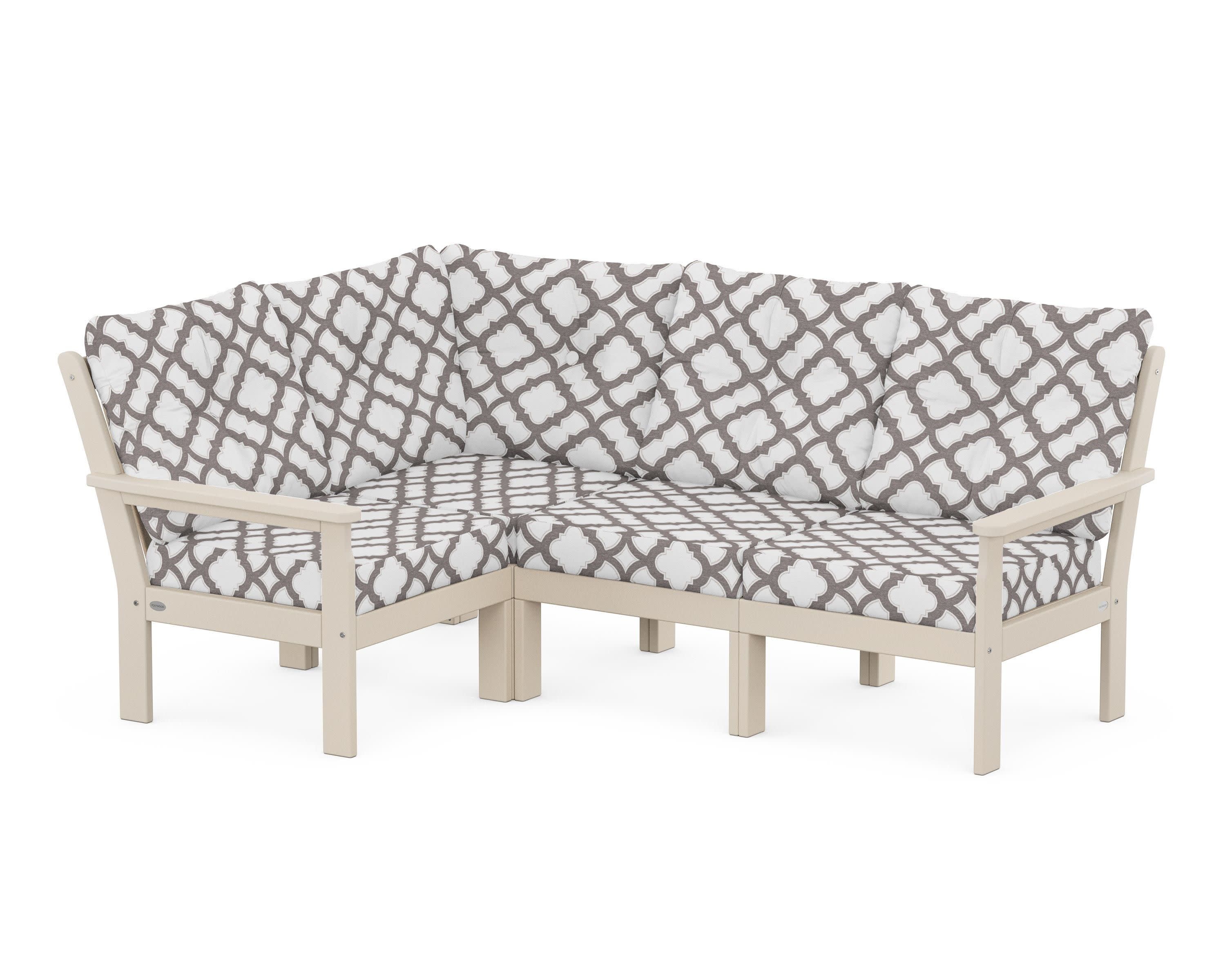 Vineyard 4-Piece Sectional in Sand / Trellis Grey Mist