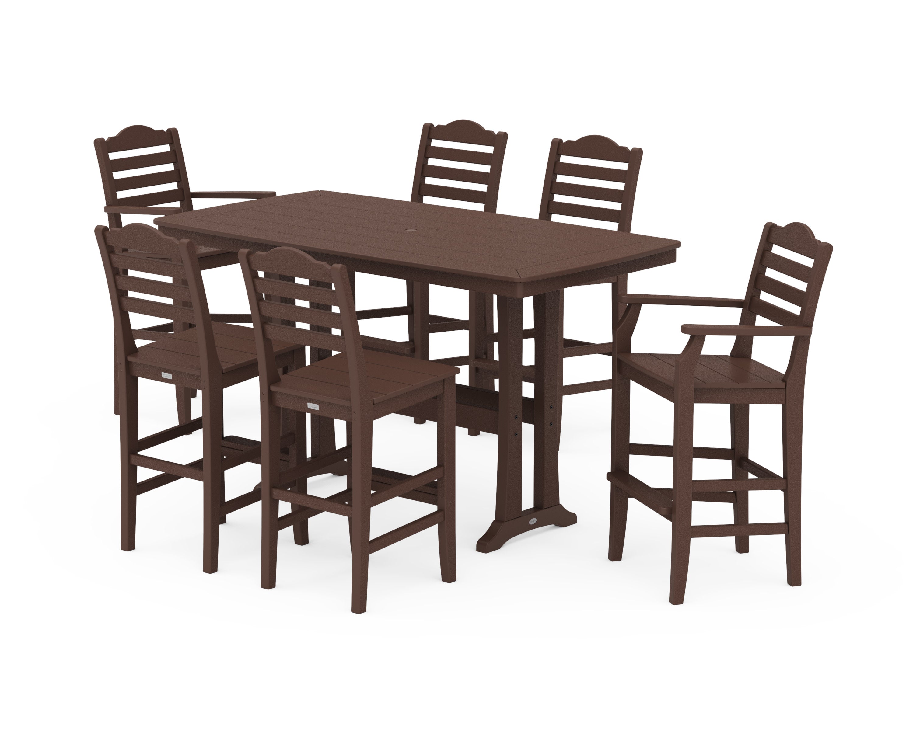 Savannah 7-Piece Bar Set with Trestle Legs in Mahogany