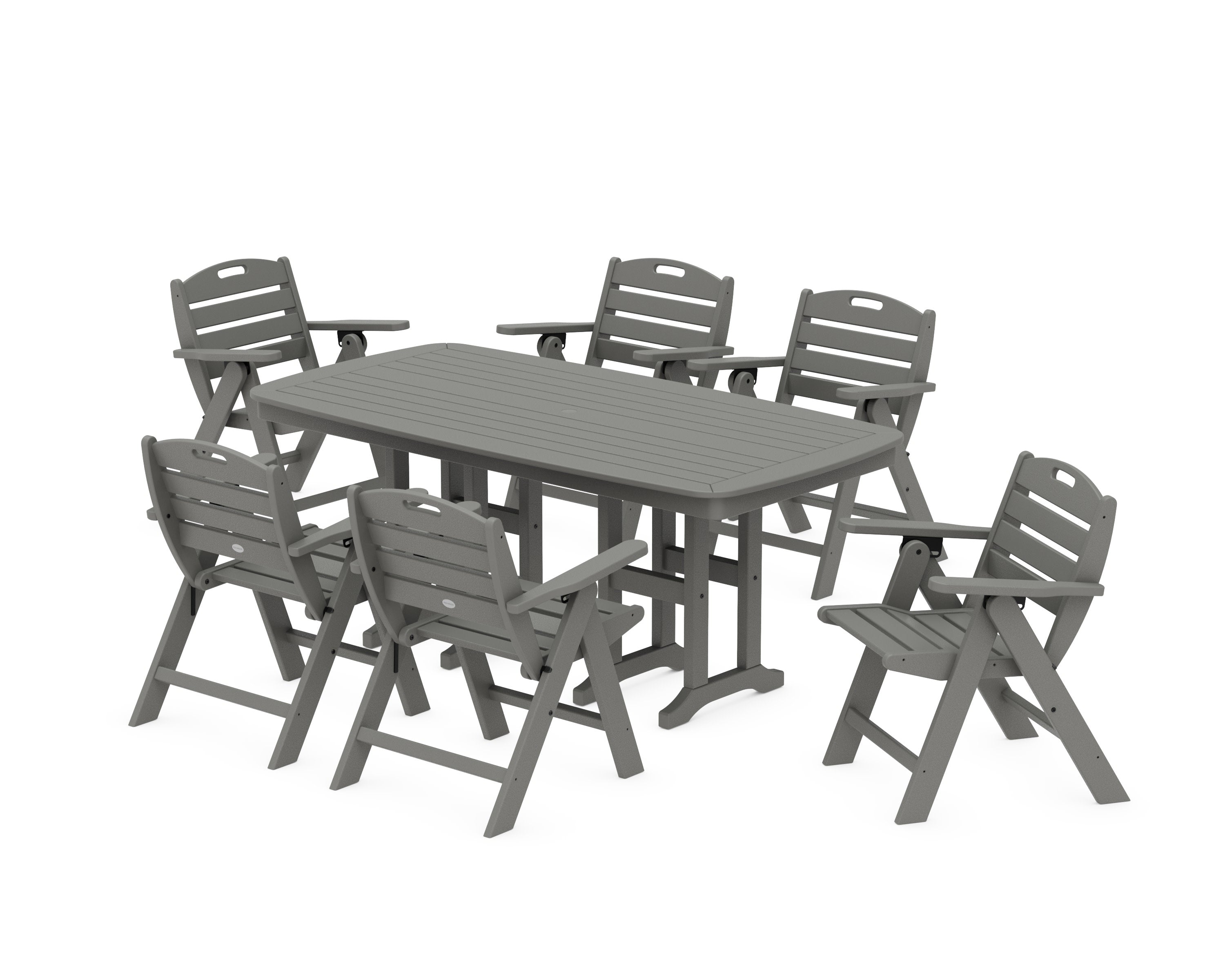 Nautical Lowback 7-Piece Dining Set in Slate Grey