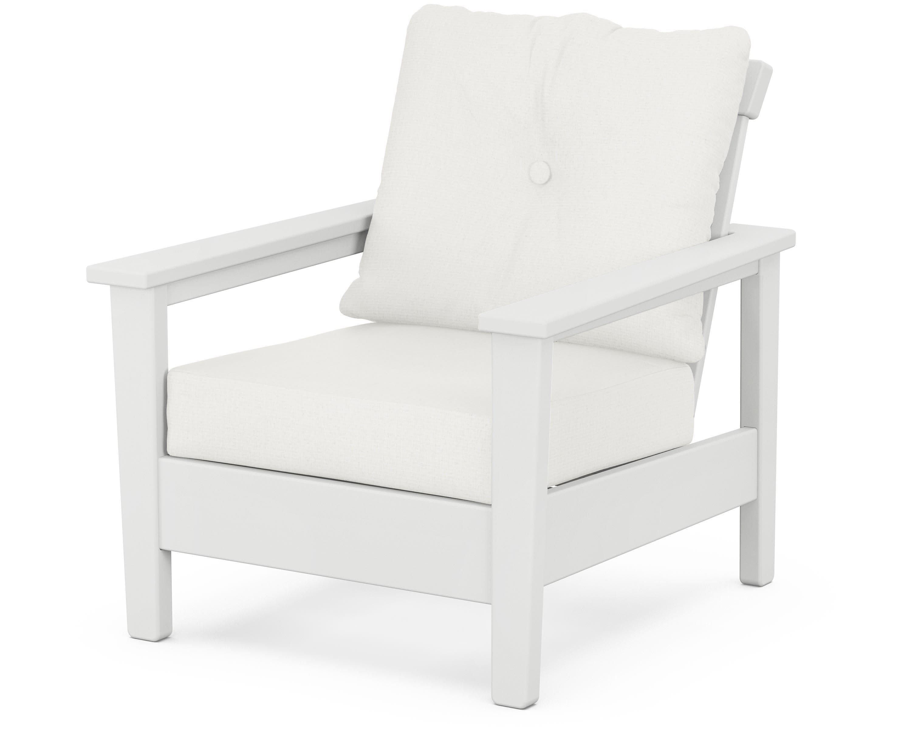Prescott Deep Seating Chair in White / Natural Linen