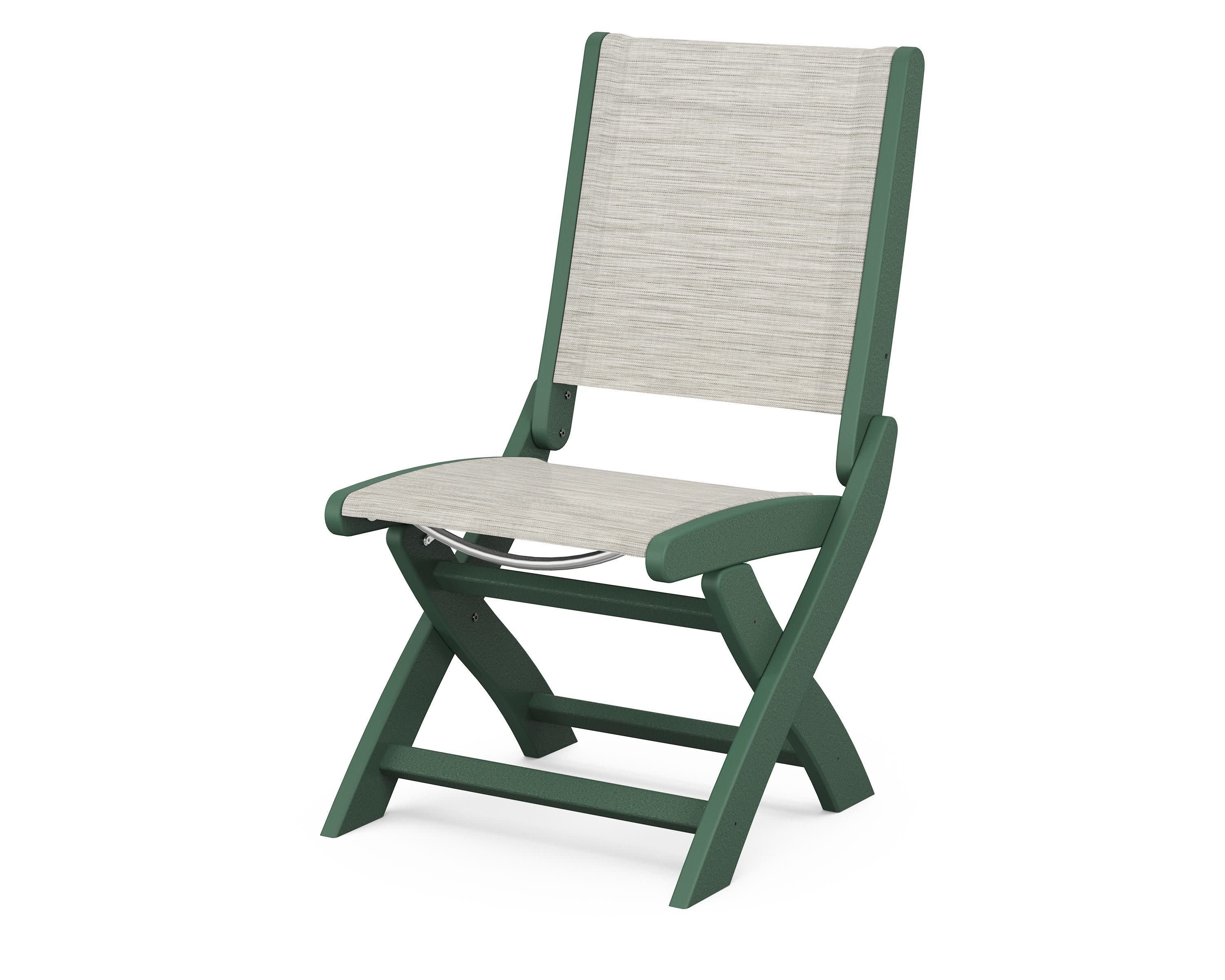 Coastal Folding Side Chair in Green / Birch Sling
