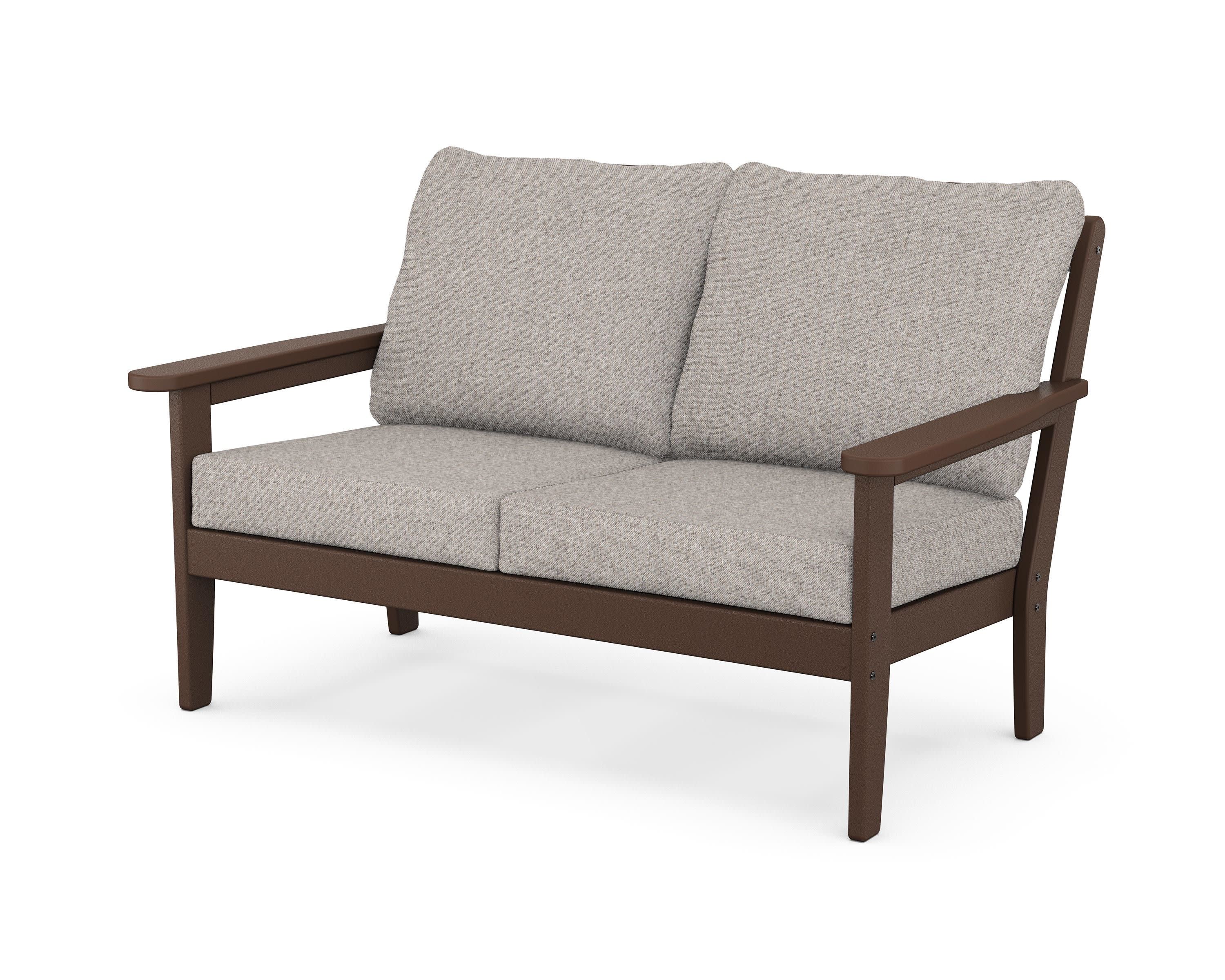 Cottage Deep Seating Loveseat in Mahogany / Weathered Tweed
