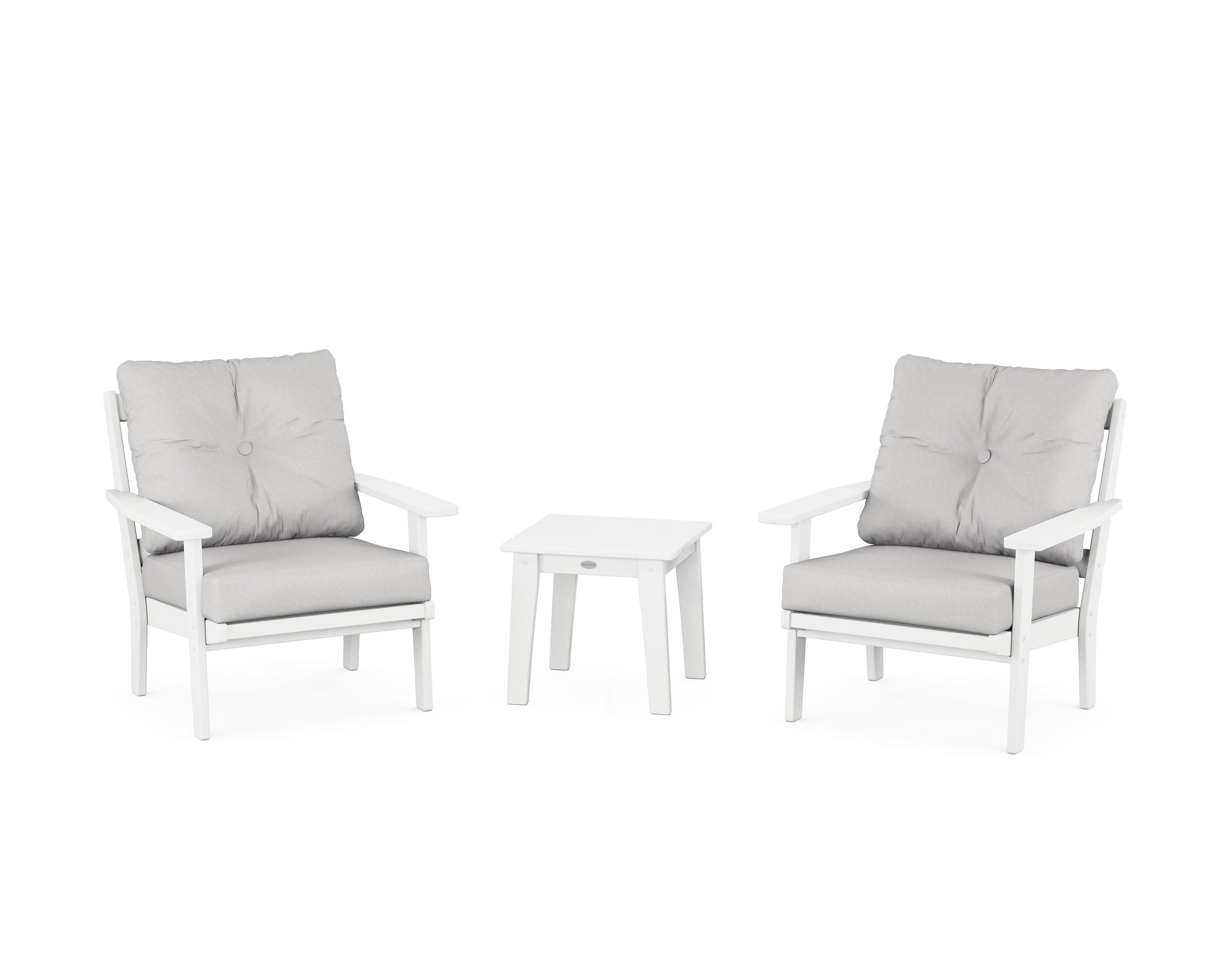 Oxford 3-Piece Deep Seating Set in White / Diamond in the Rough