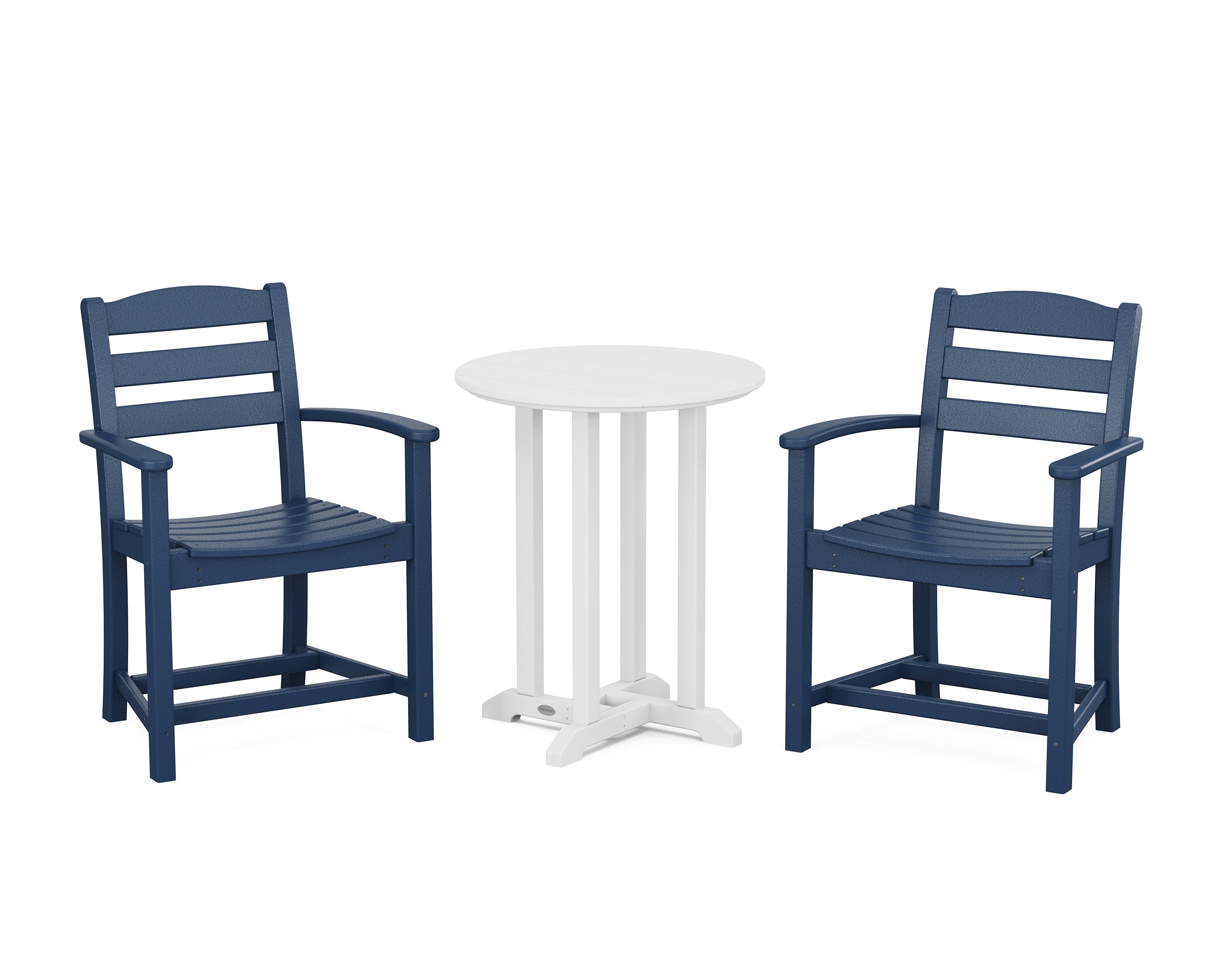 La Casa Caf 3-Piece Round Bistro Dining Set in Navy / White