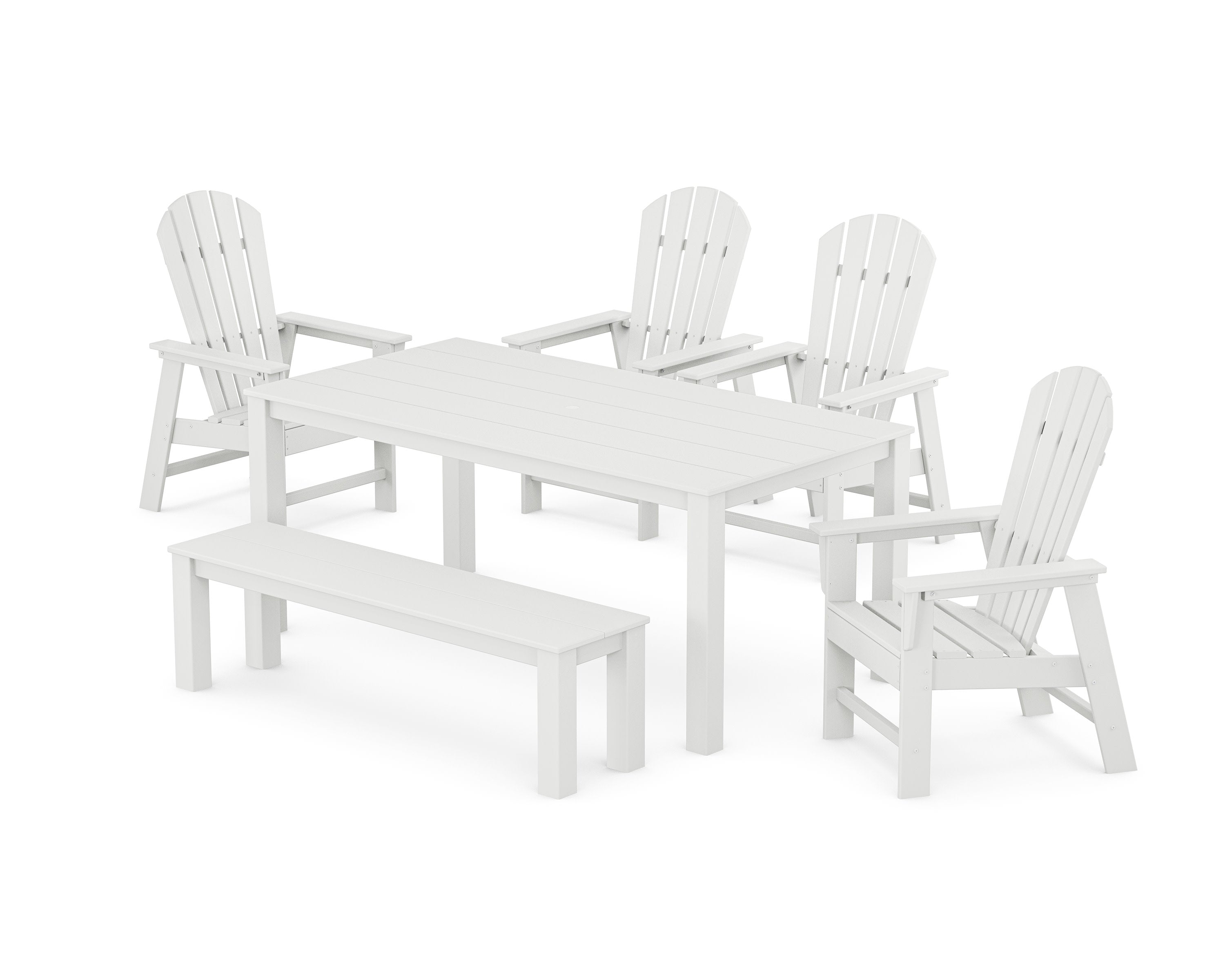 South Beach 6-Piece Parsons Dining Set with Bench in White
