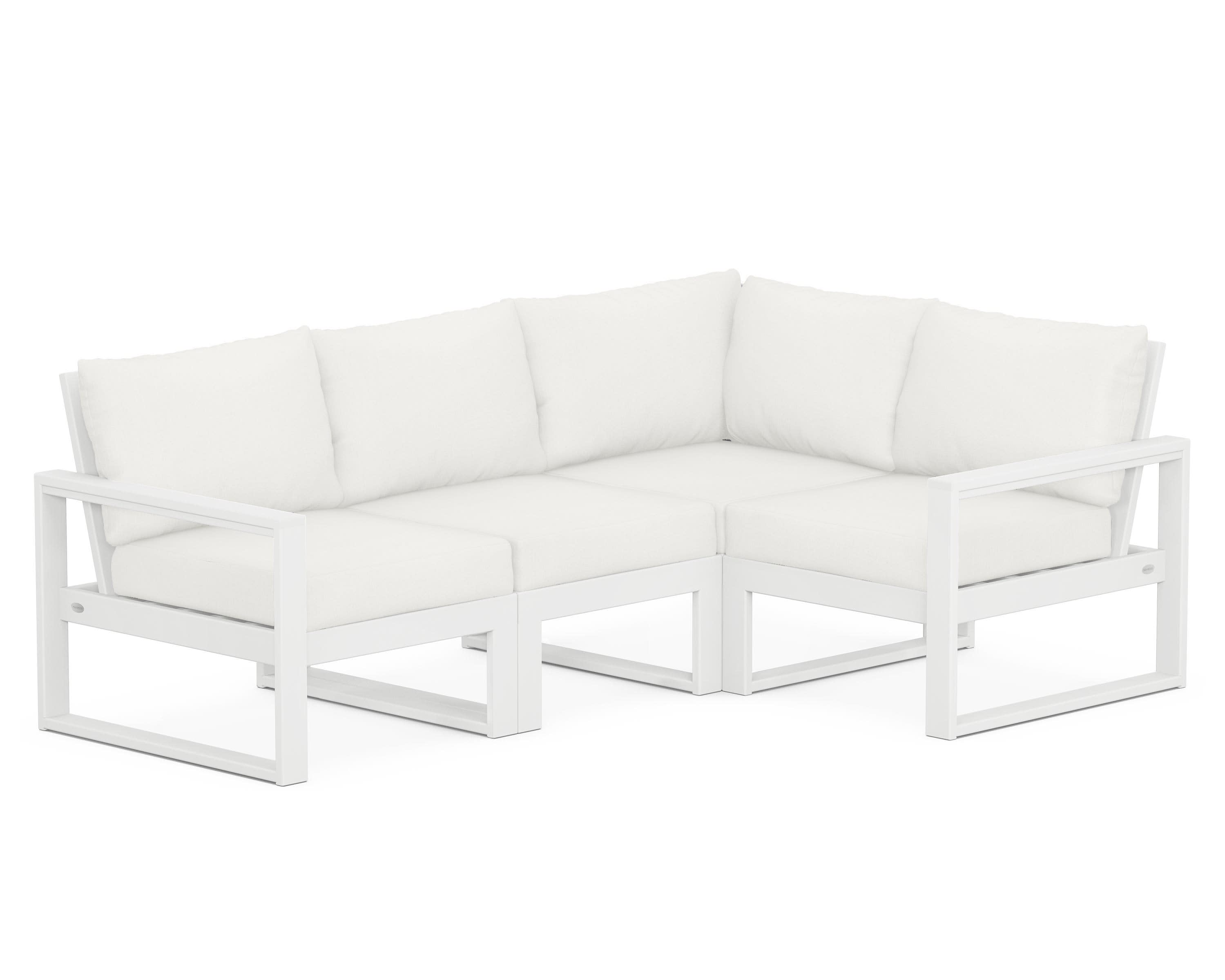 EDGE 4-Piece Modular Deep Seating Set in White / Natural Linen