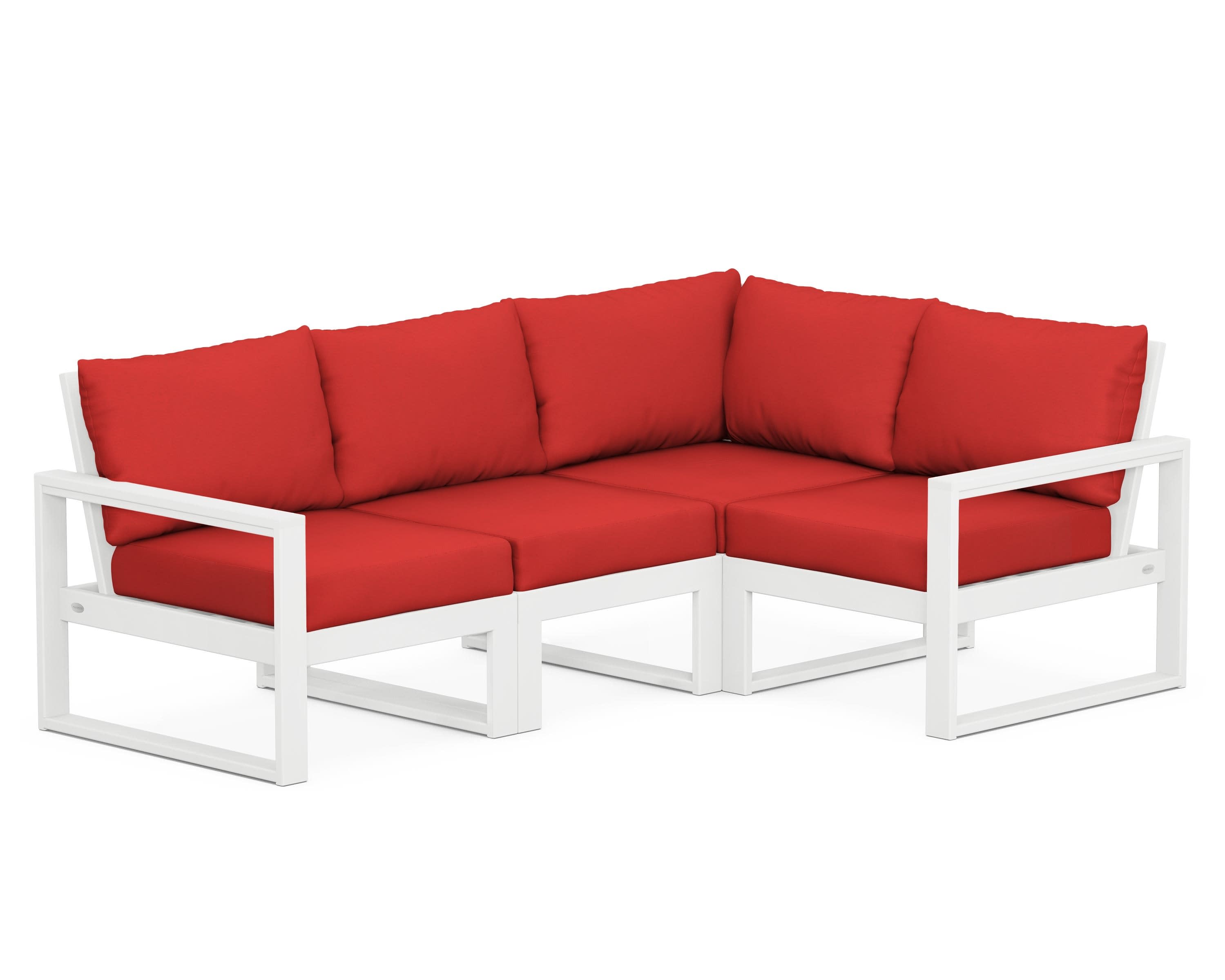 EDGE 4-Piece Modular Deep Seating Set in White / Crimson Linen