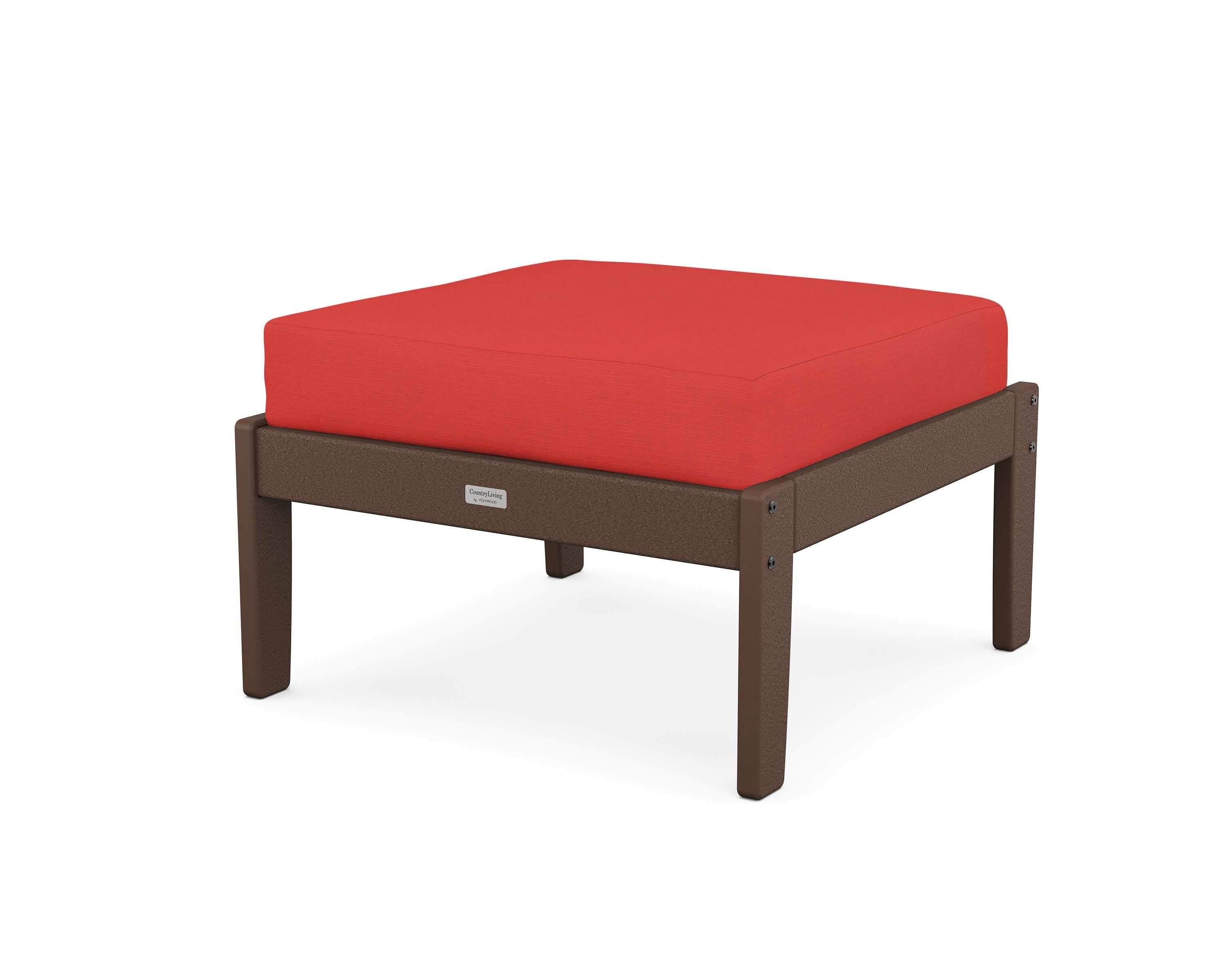 Cottage Deep Seating Ottoman in Mahogany / Crimson Linen