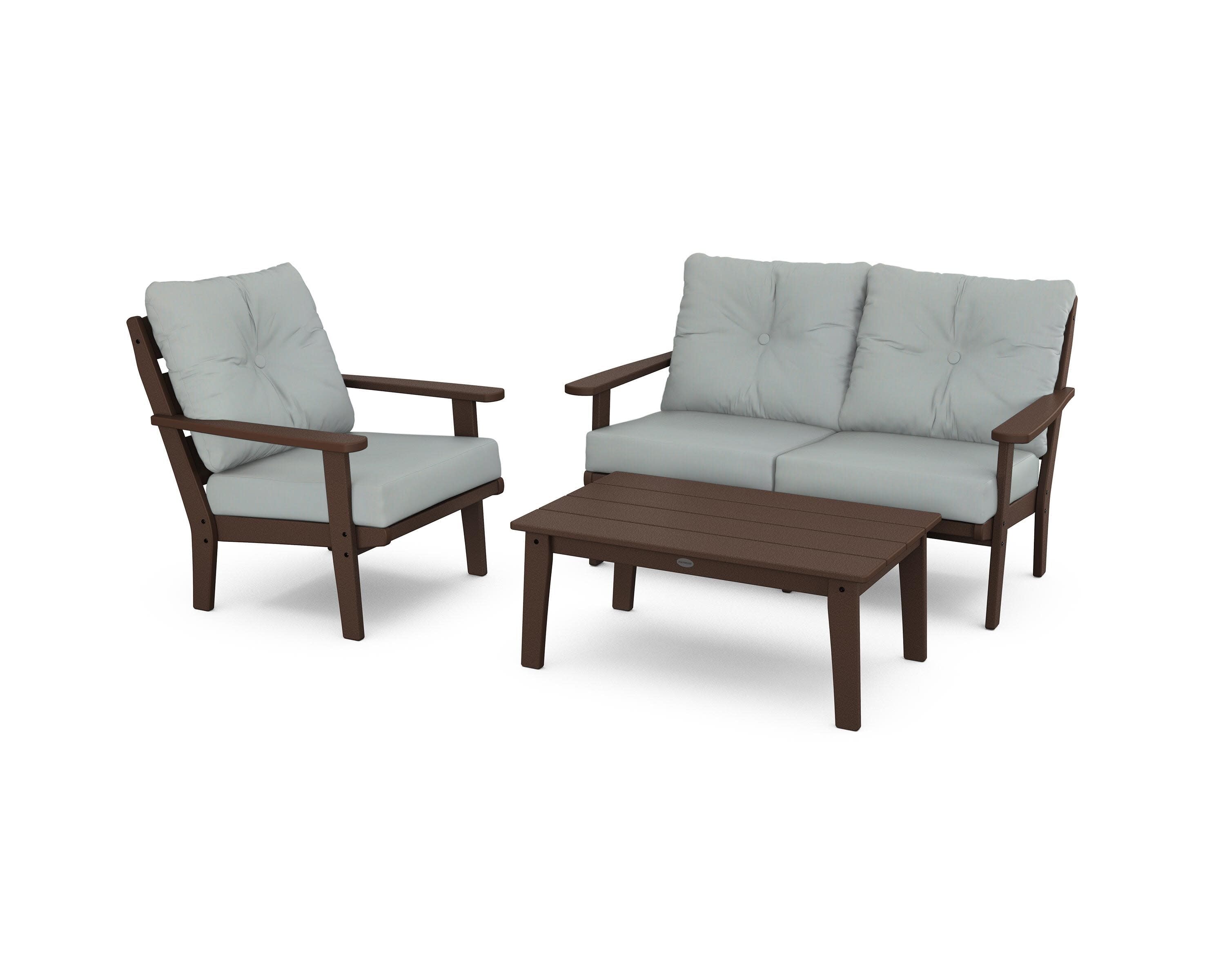 Lakeside 3-Piece Deep Seating Set in Mahogany / Spa