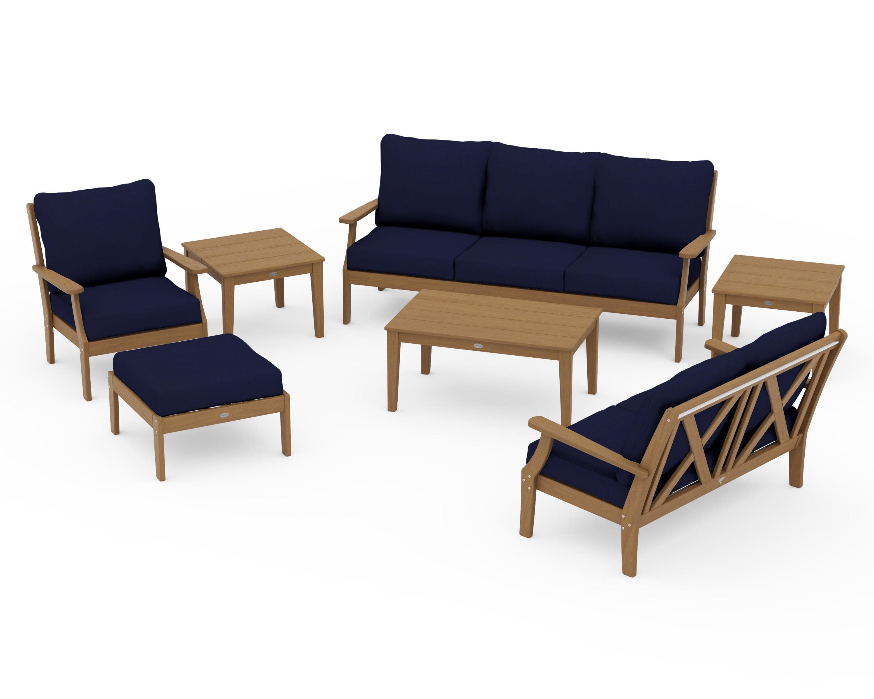 Braxton 7-Piece Deep Seating Set in Natural / Navy