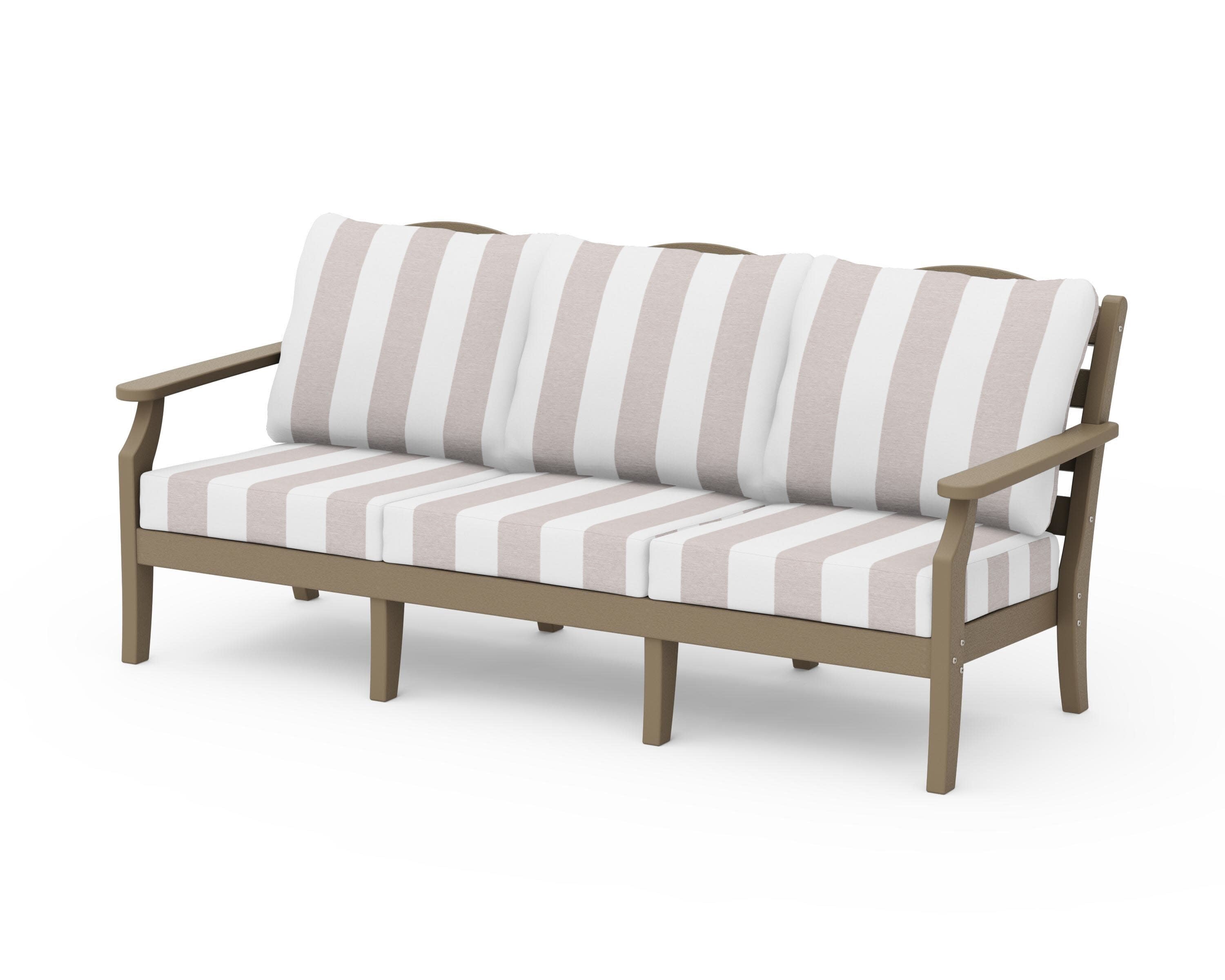 Savannah Deep Seating Sofa in Vintage Sahara / Cabana Stripe Dune Burlap