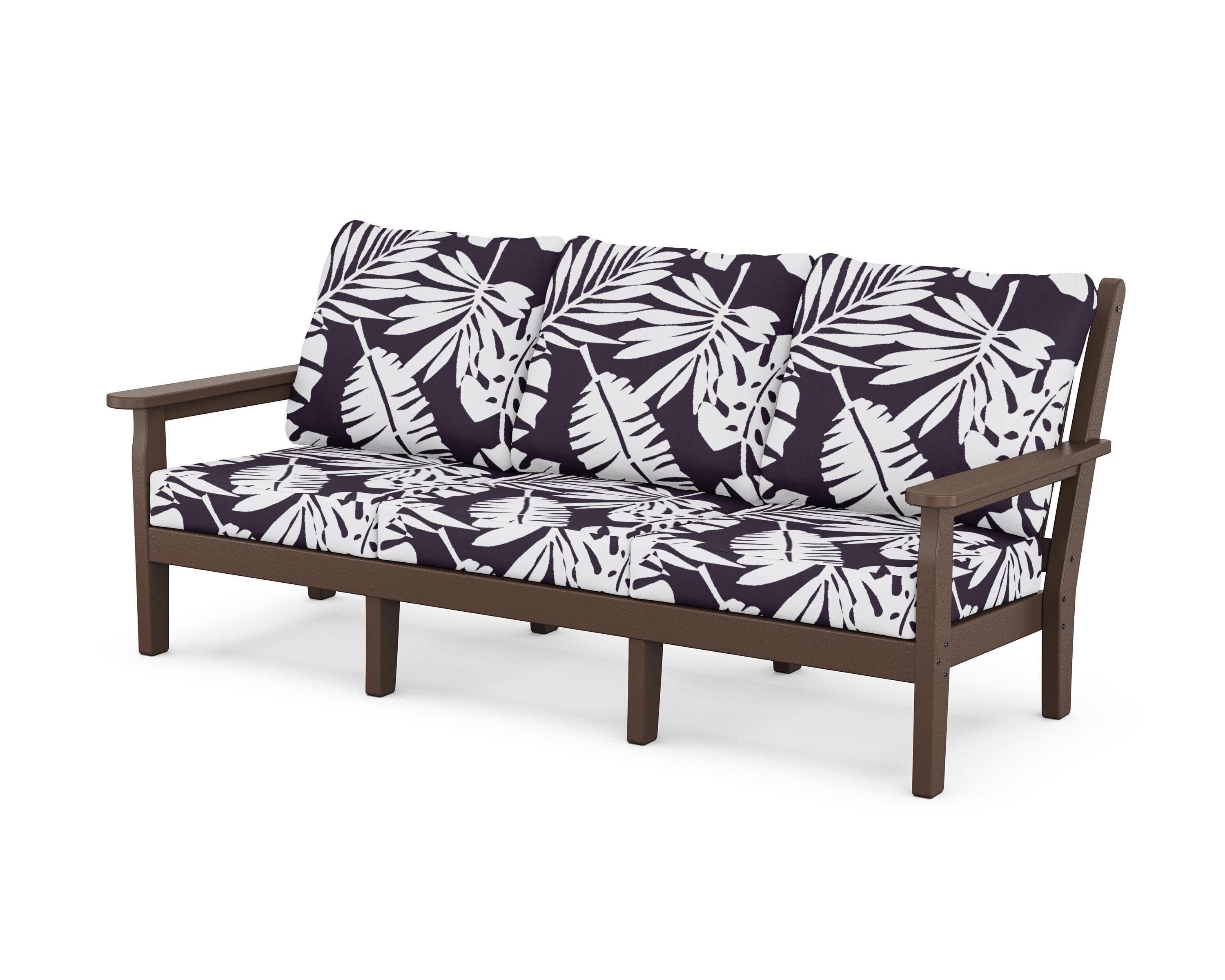 Chippendale Deep Seating Sofa in Mahogany / Leaf Navy