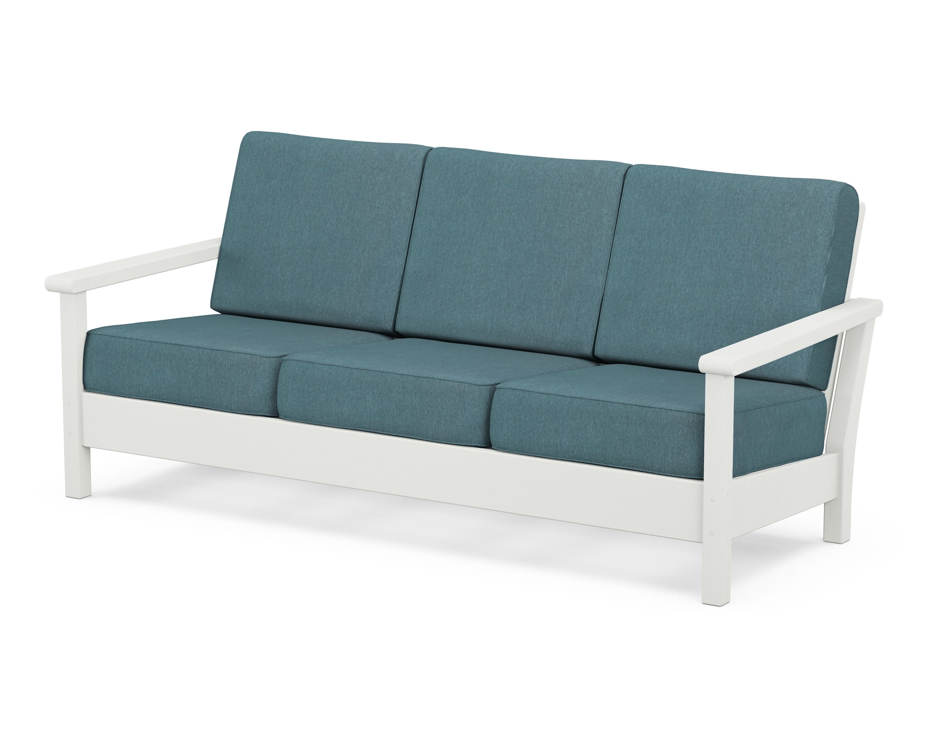 Harbour Deep Seating Sofa in Vintage White / Ocean Teal