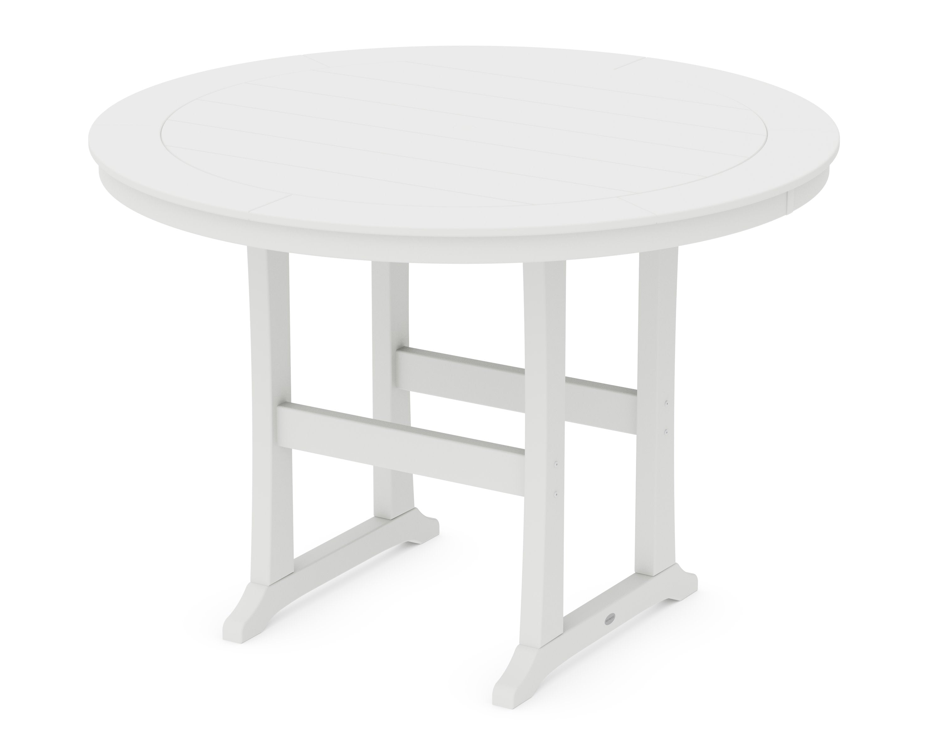 Nautical Trestle 60" Round Bar Table in White