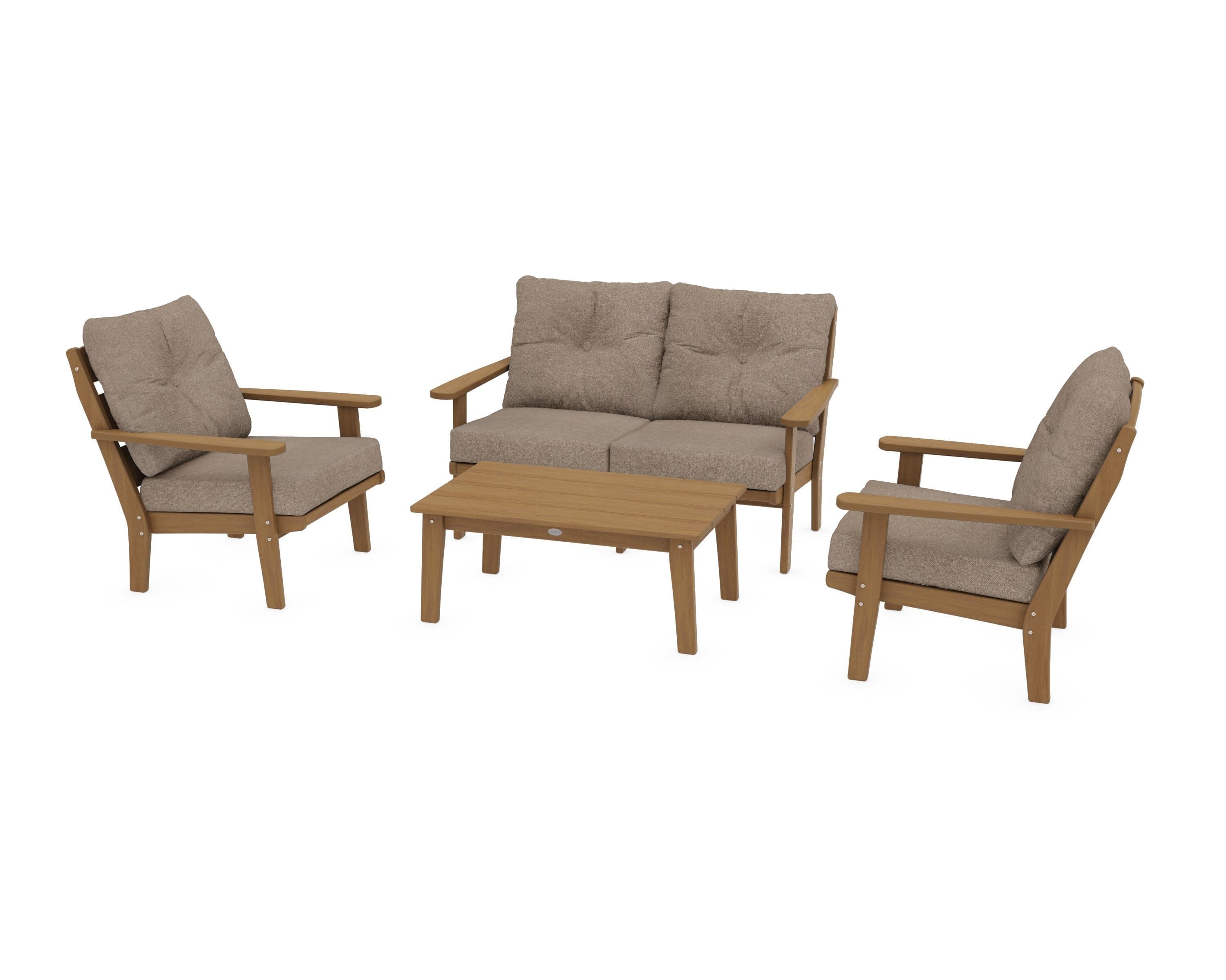 Lakeside 4-Piece Deep Seating Set in Natural / Spiced Burlap