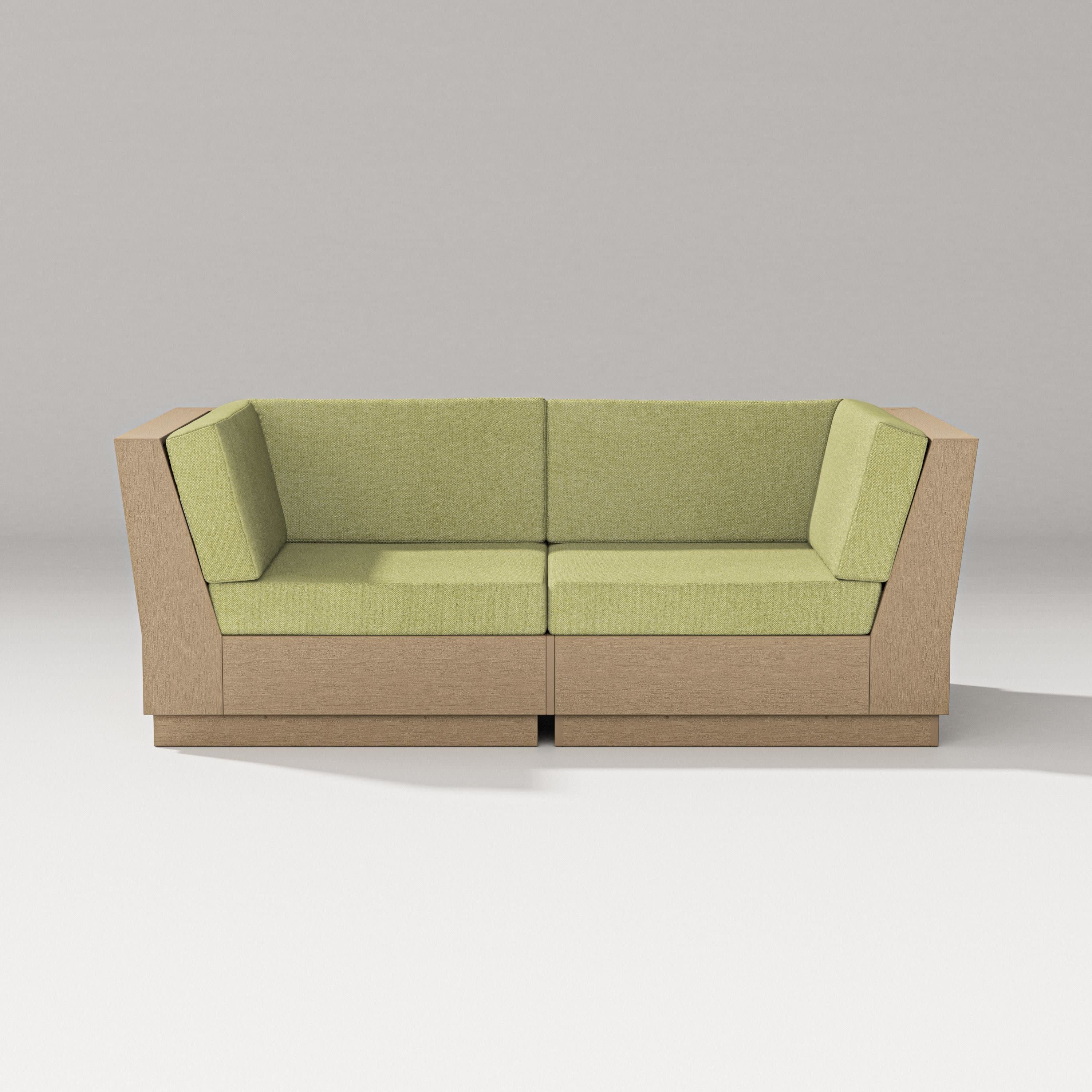 Elevate Loveseat Sectional in Vintage Sahara / Chartreuse Boucle