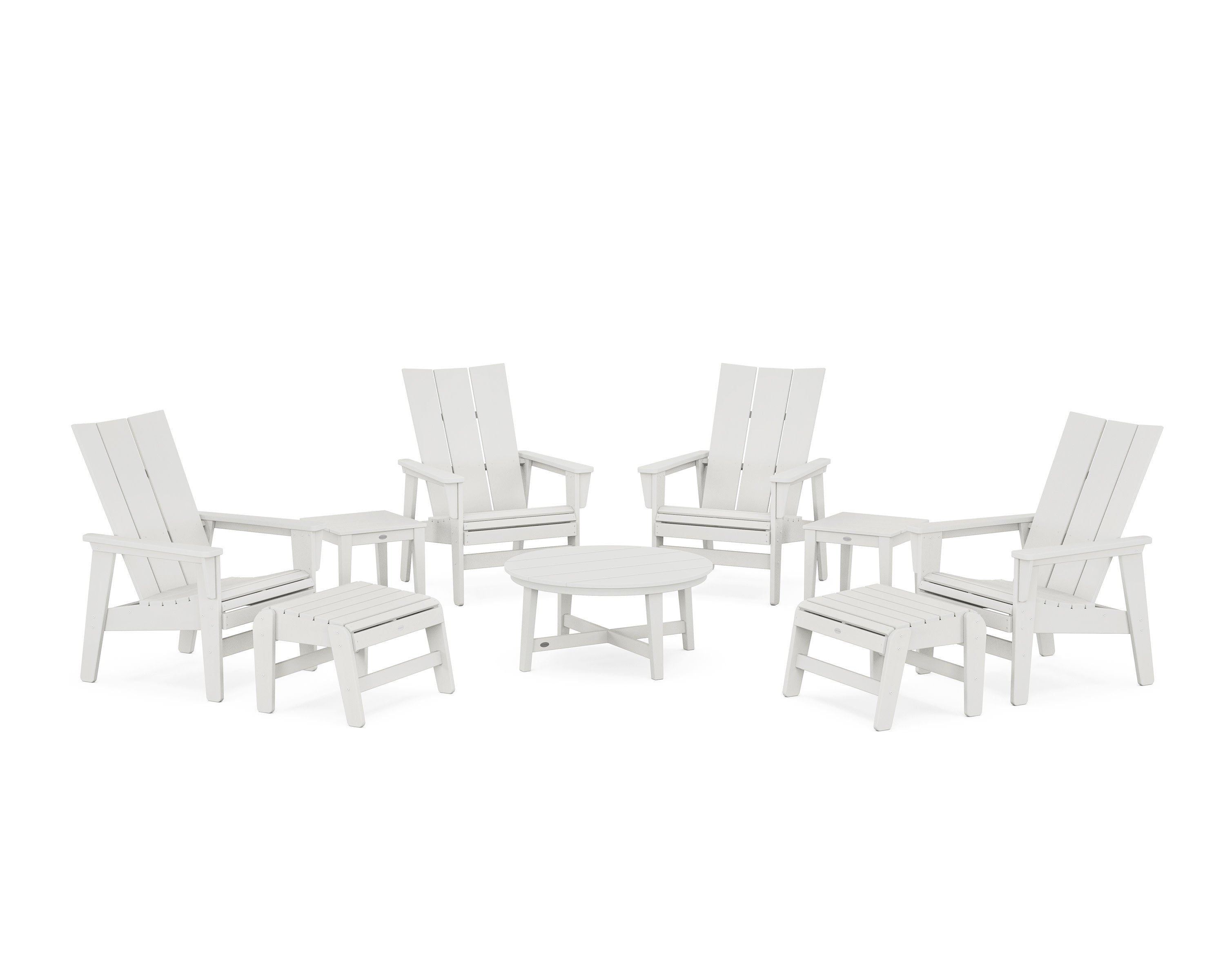 Modern Grand Upright Adirondack 9-Piece Conversation Set in Vintage White